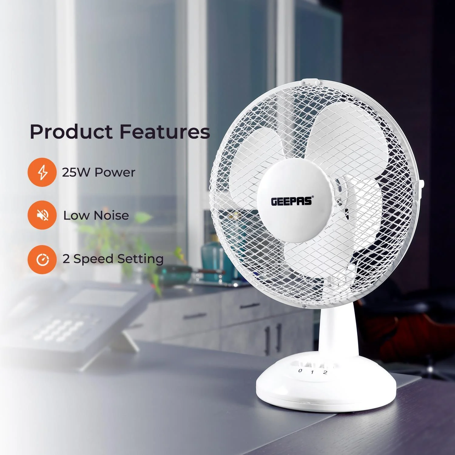 White 9" Table Fan & 16" Pedestal Fan Set - Image 2