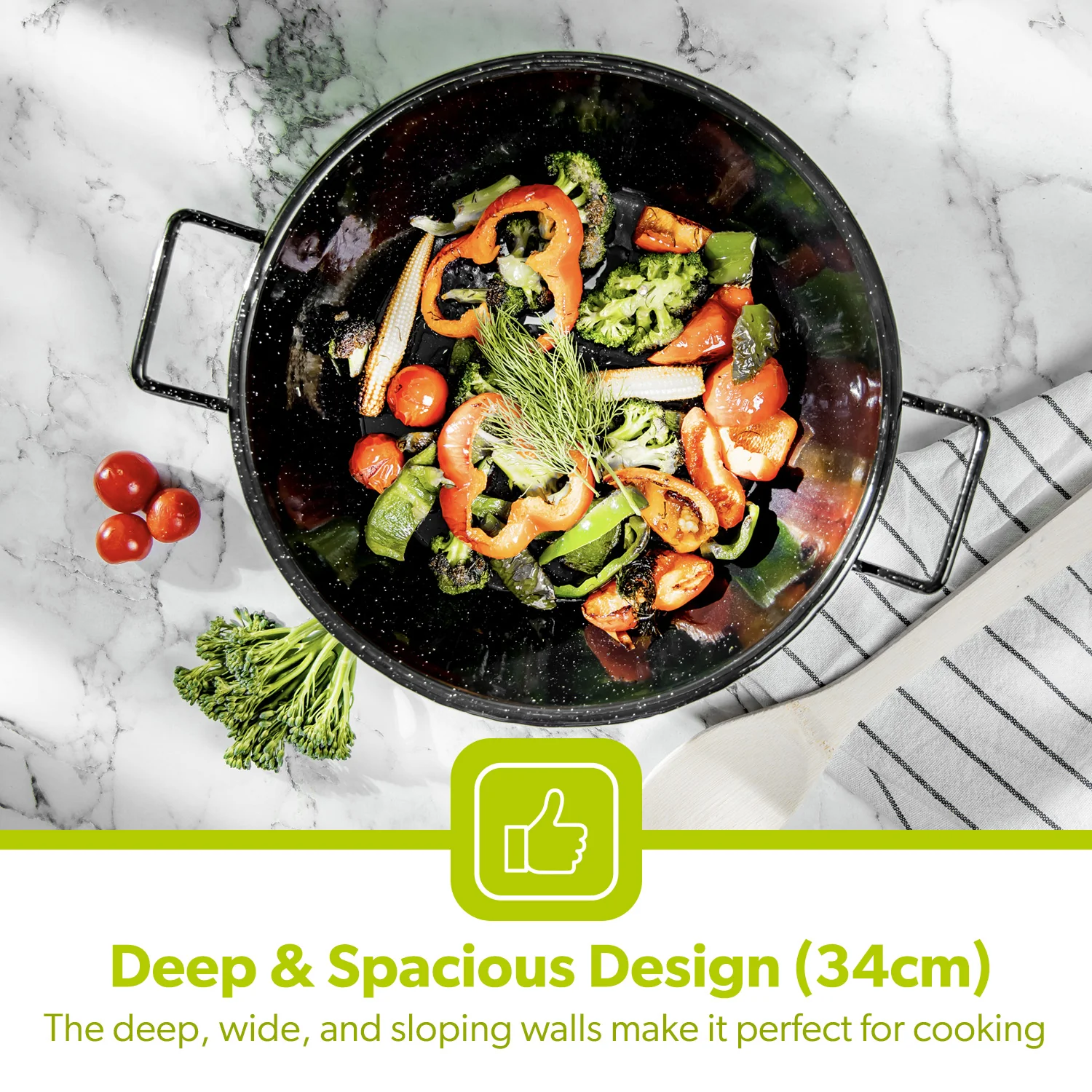Non-Stick Authentic Wok Stir Fry Pans (20cm-34cm) - Image 3