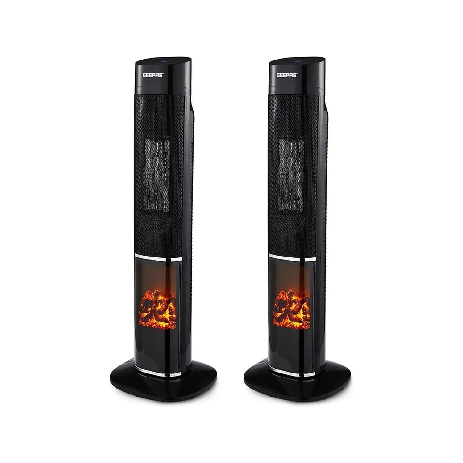 Pack Of 2 Energy-Efficient Ceramic Tower Heater With 3D Fireplace