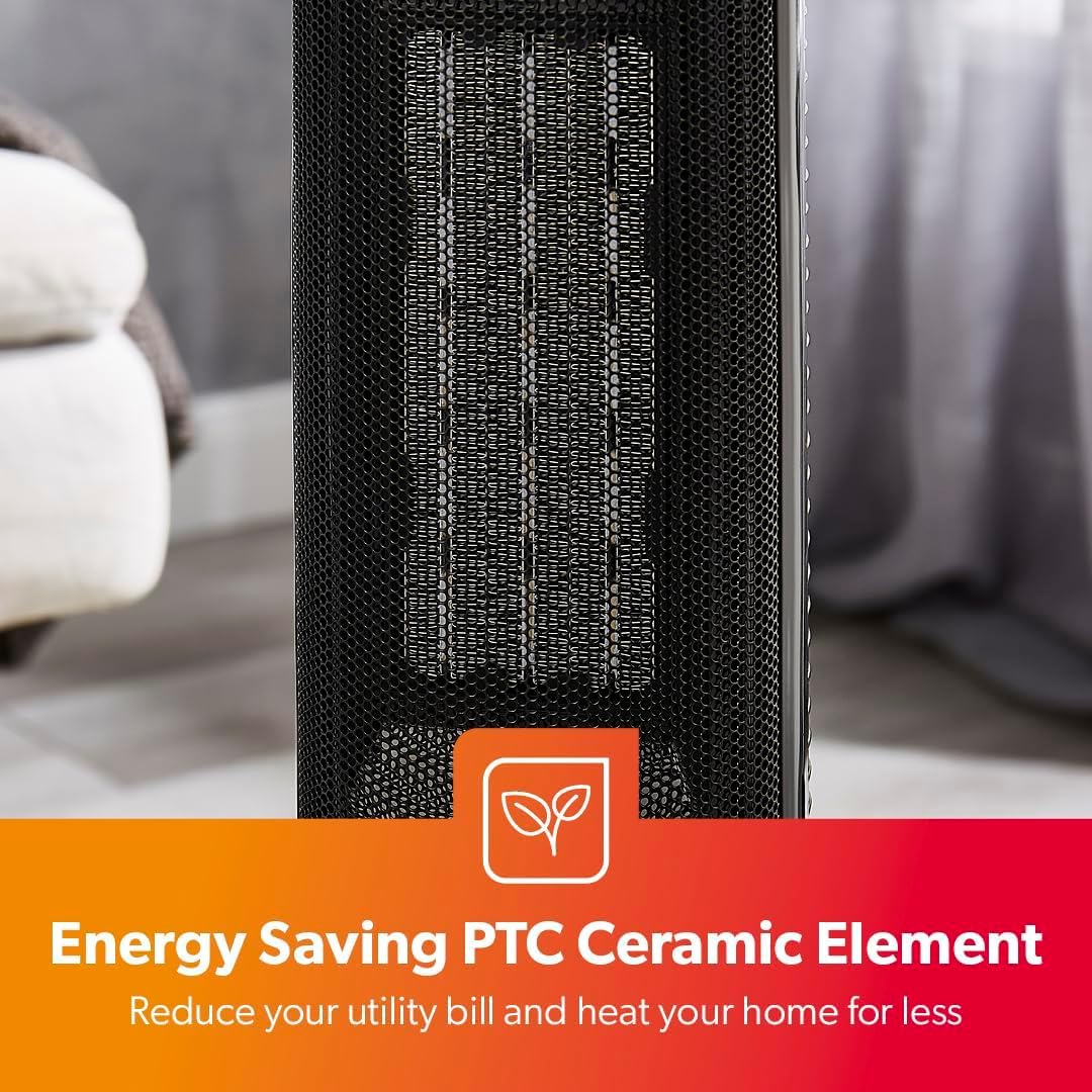 Pack Of 2 Energy-Efficient Ceramic Tower Heater With 3D Fireplace - Image 5