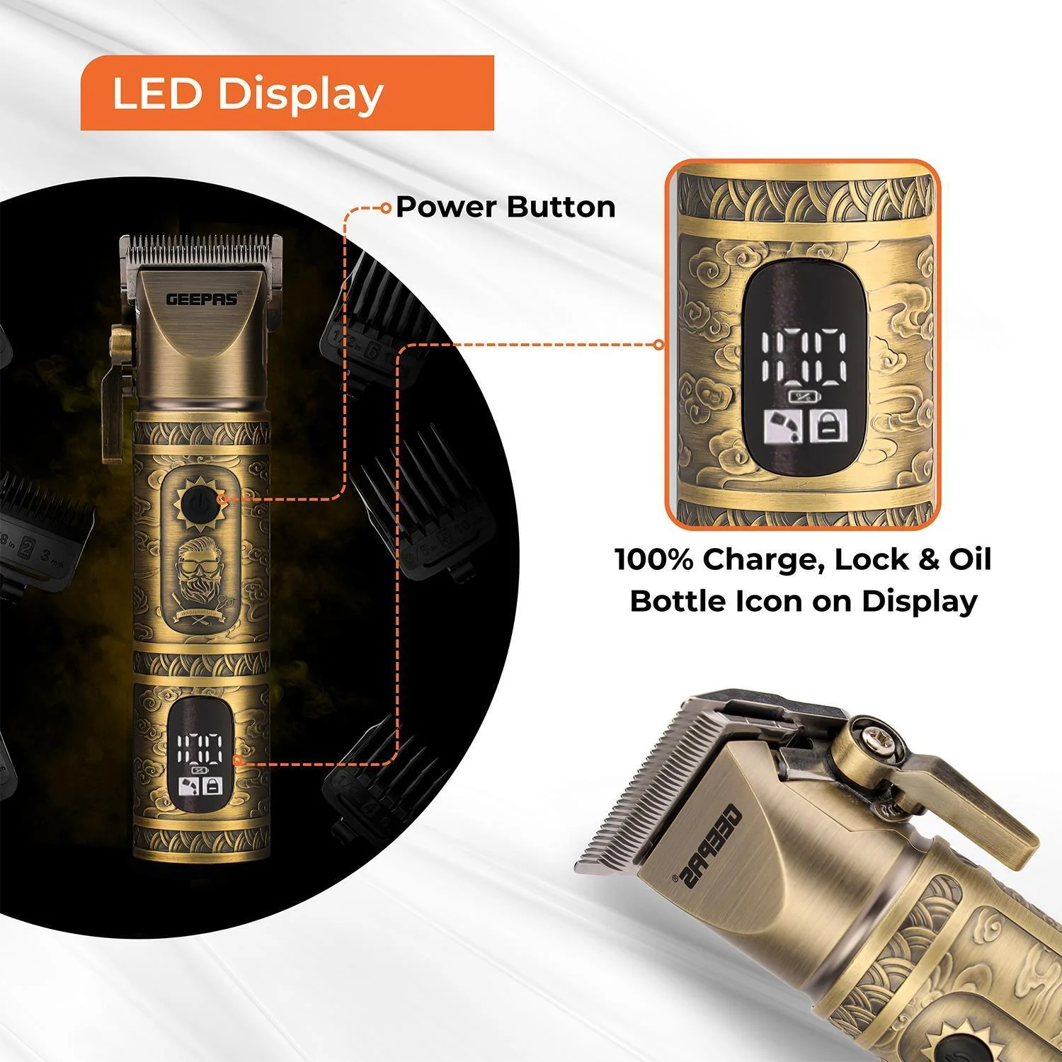 Engraved Rechargeable Vintage Beard Trimmer With LED Display - Image 4