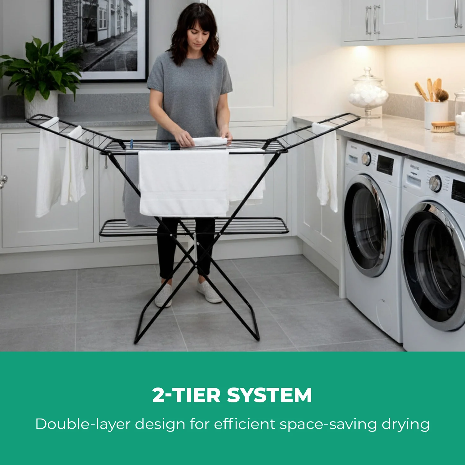 Expandable Metal Clothes Dryer With Bottom Shelf - Image 6