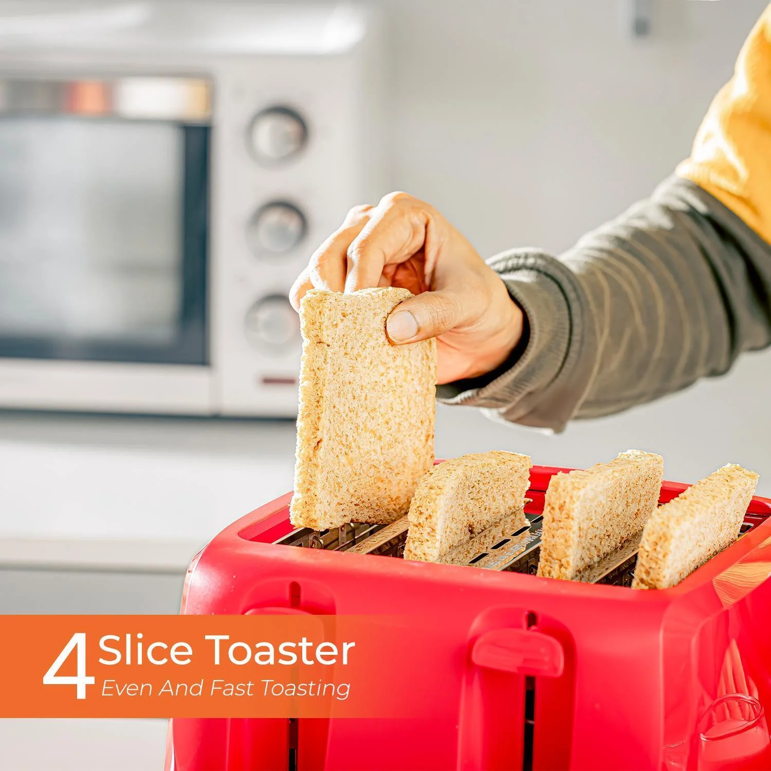 Family-Size Red 4-Slice Toaster with 6-Step Browning Control - Image 4