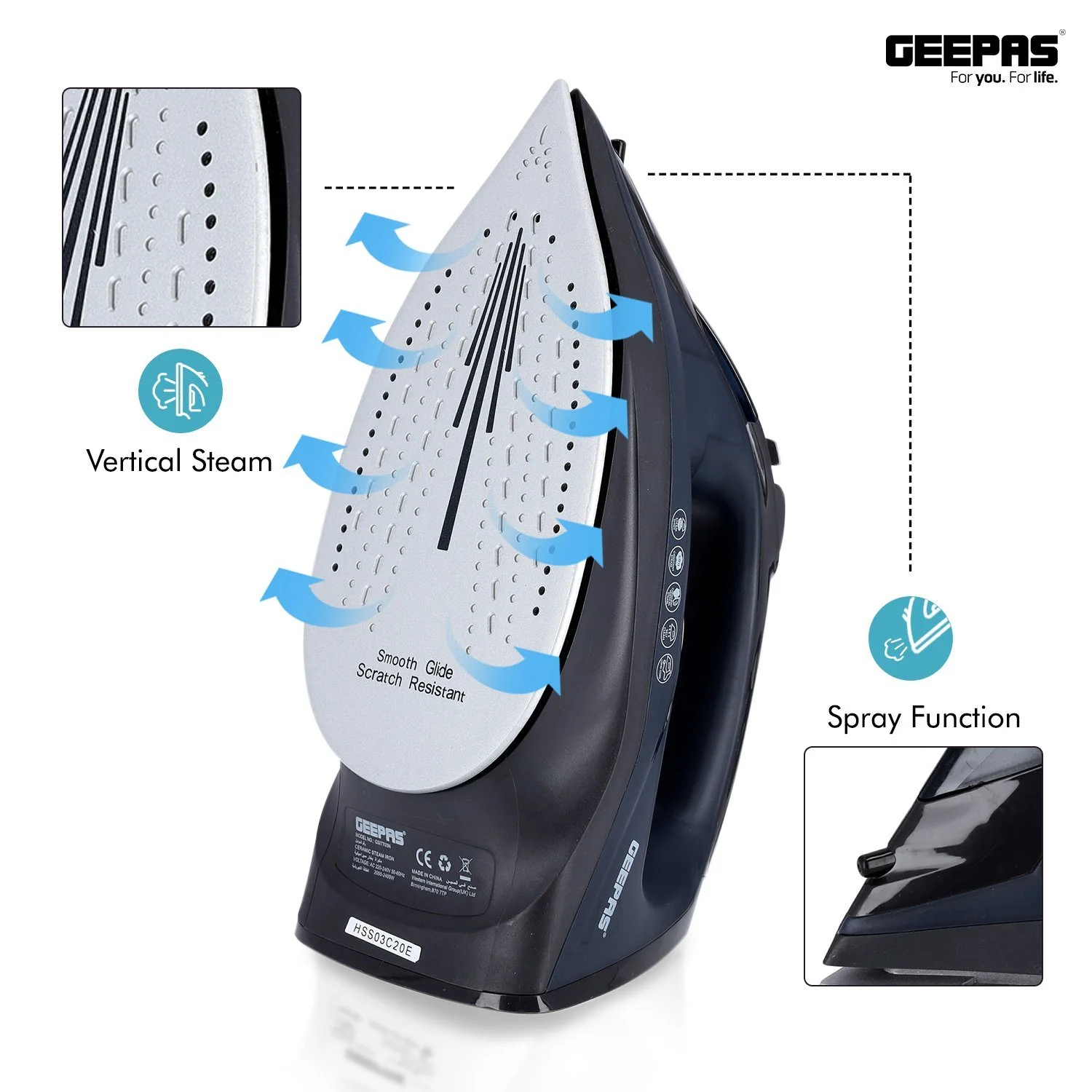 2400W Dry and Wet Ceramic Steam Iron - Image 3