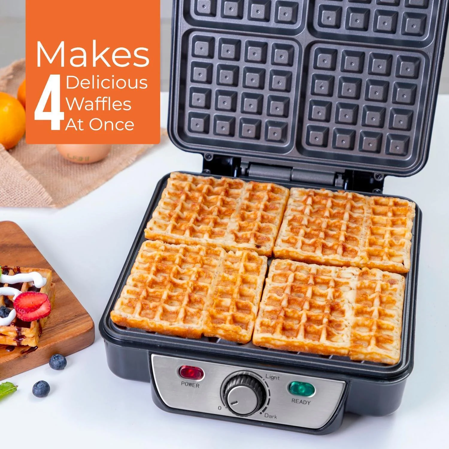 4-Slice Deep Fill Non-Stick Waffle Maker - Image 3