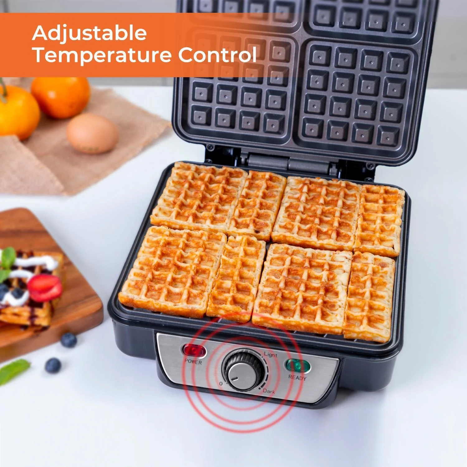 4-Slice Deep Fill Non-Stick Waffle Maker - Image 6