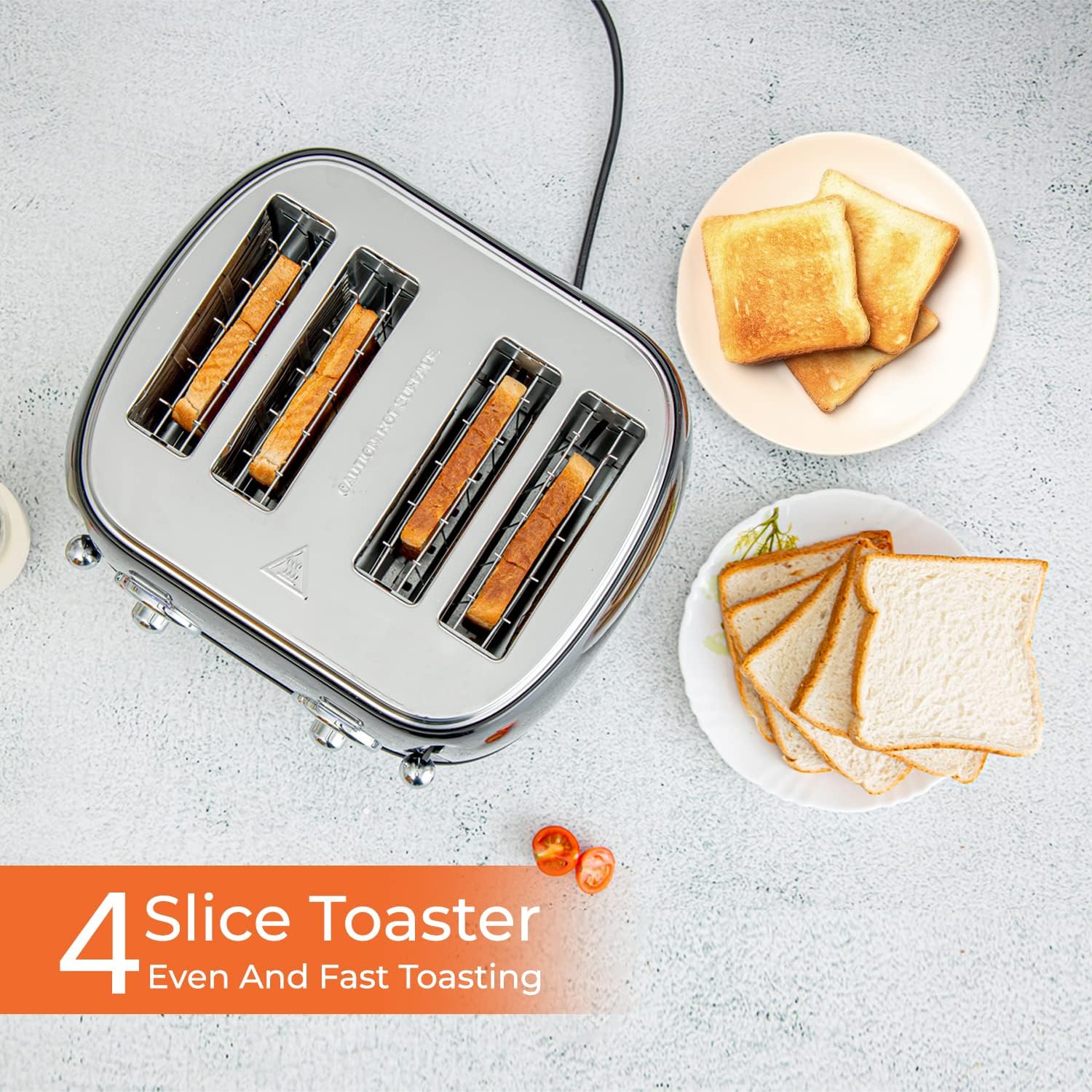 Premium Four-Slice Vintage Toaster and 1.8L Glass LED Kettle - Image 6