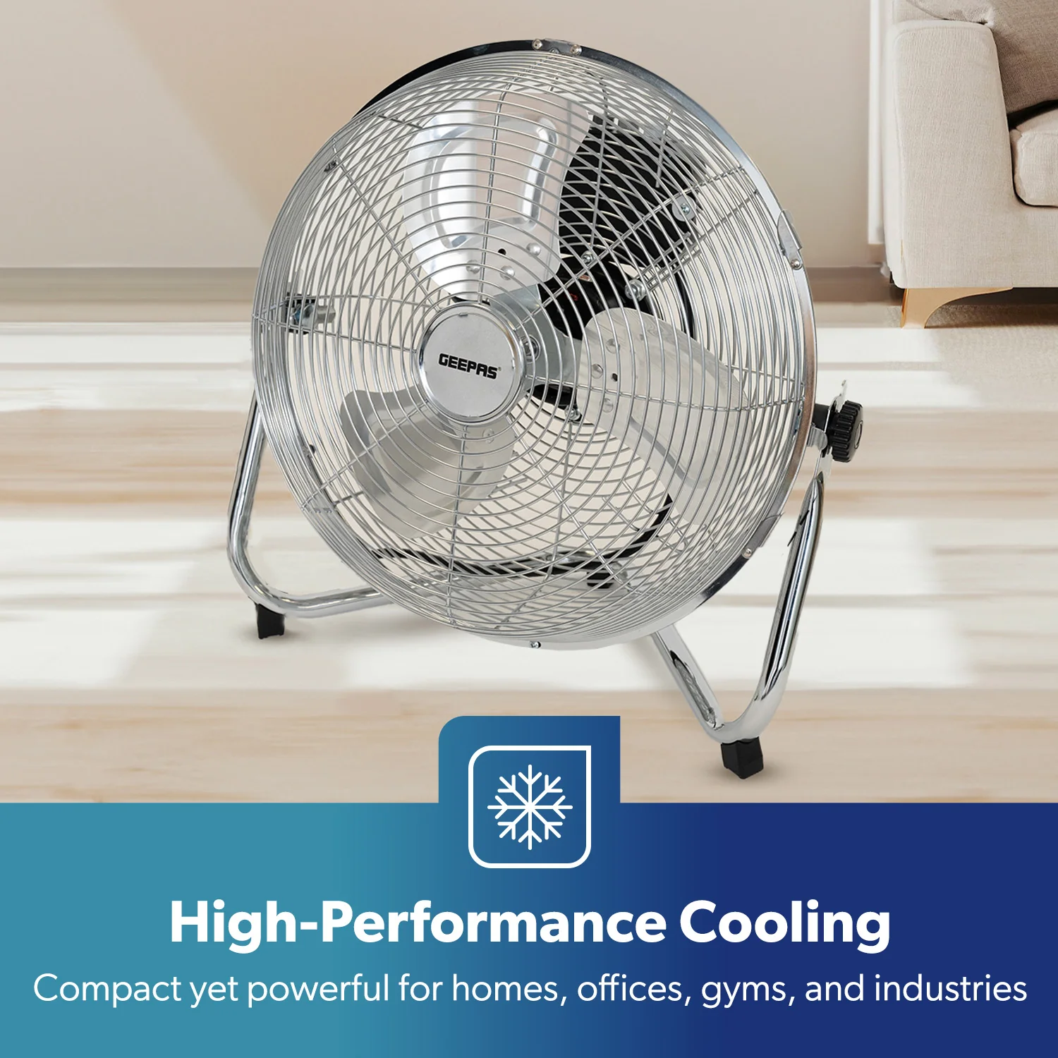 12-Inch Metal Floor Fan with 3 Speed Settings and Quiet Operation - Image 5