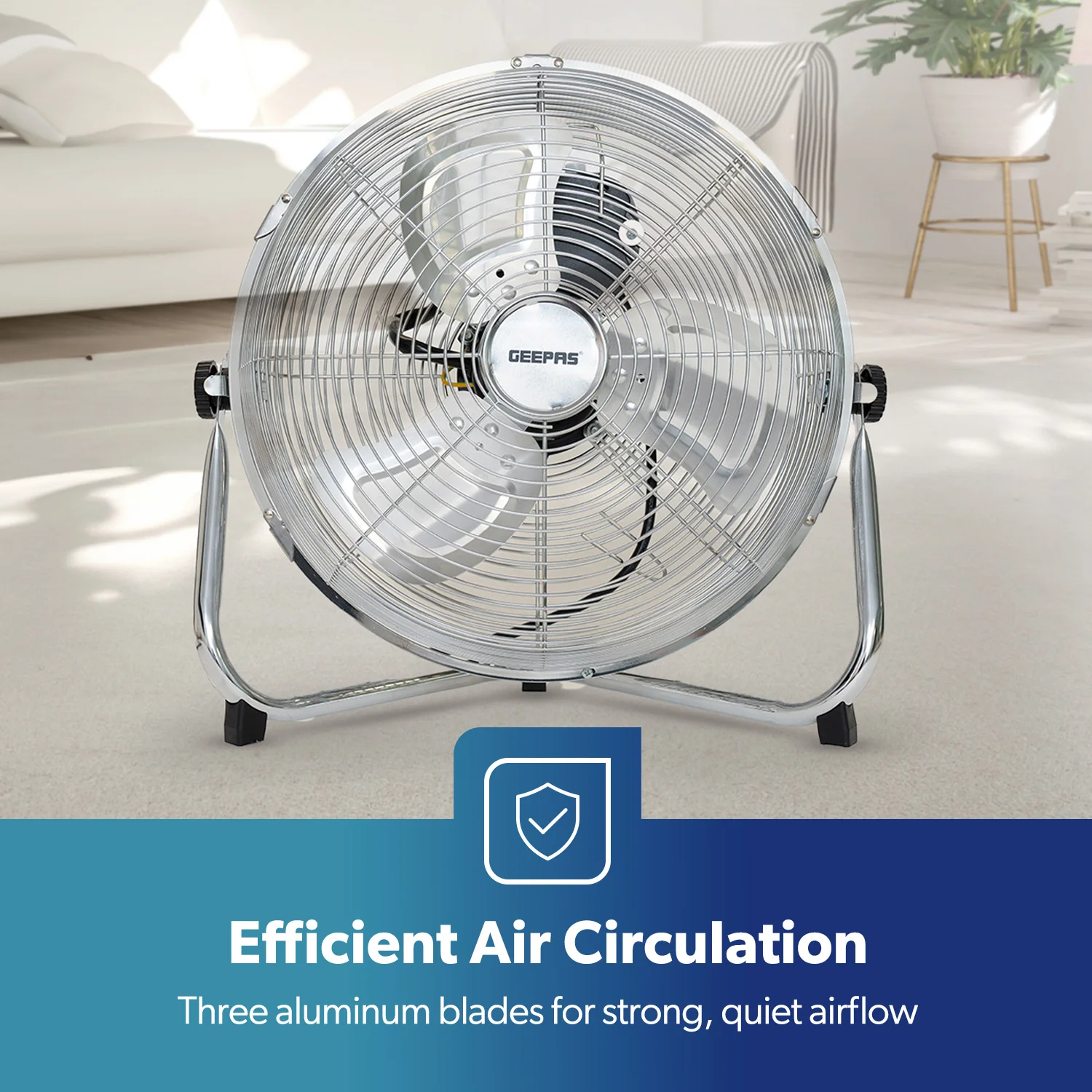 12-Inch Metal Floor Fan with 3 Speed Settings and Quiet Operation - Image 7