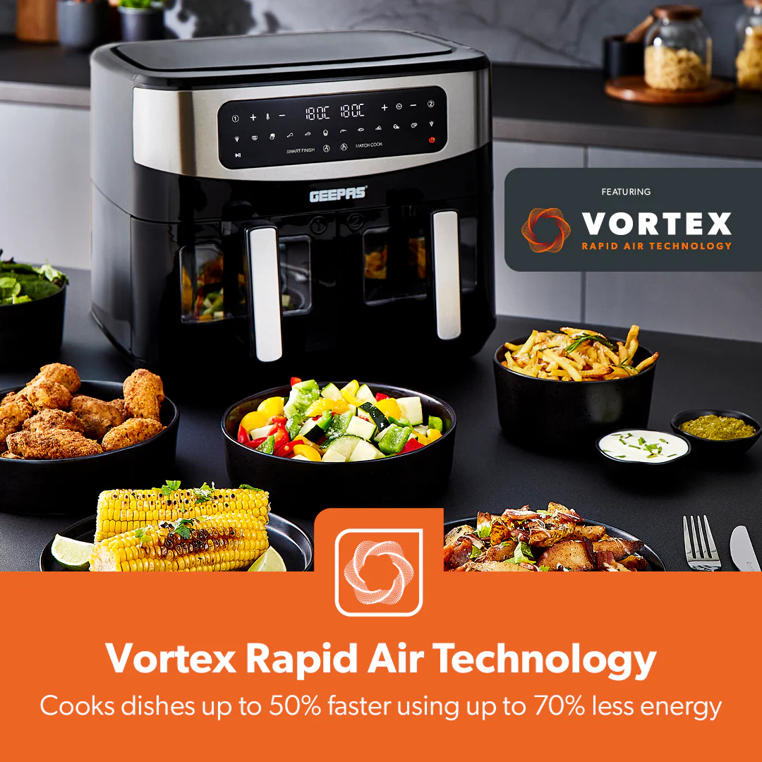 Large 9L Digital Vortex Air Fryer With Dual Baskets - Image 3