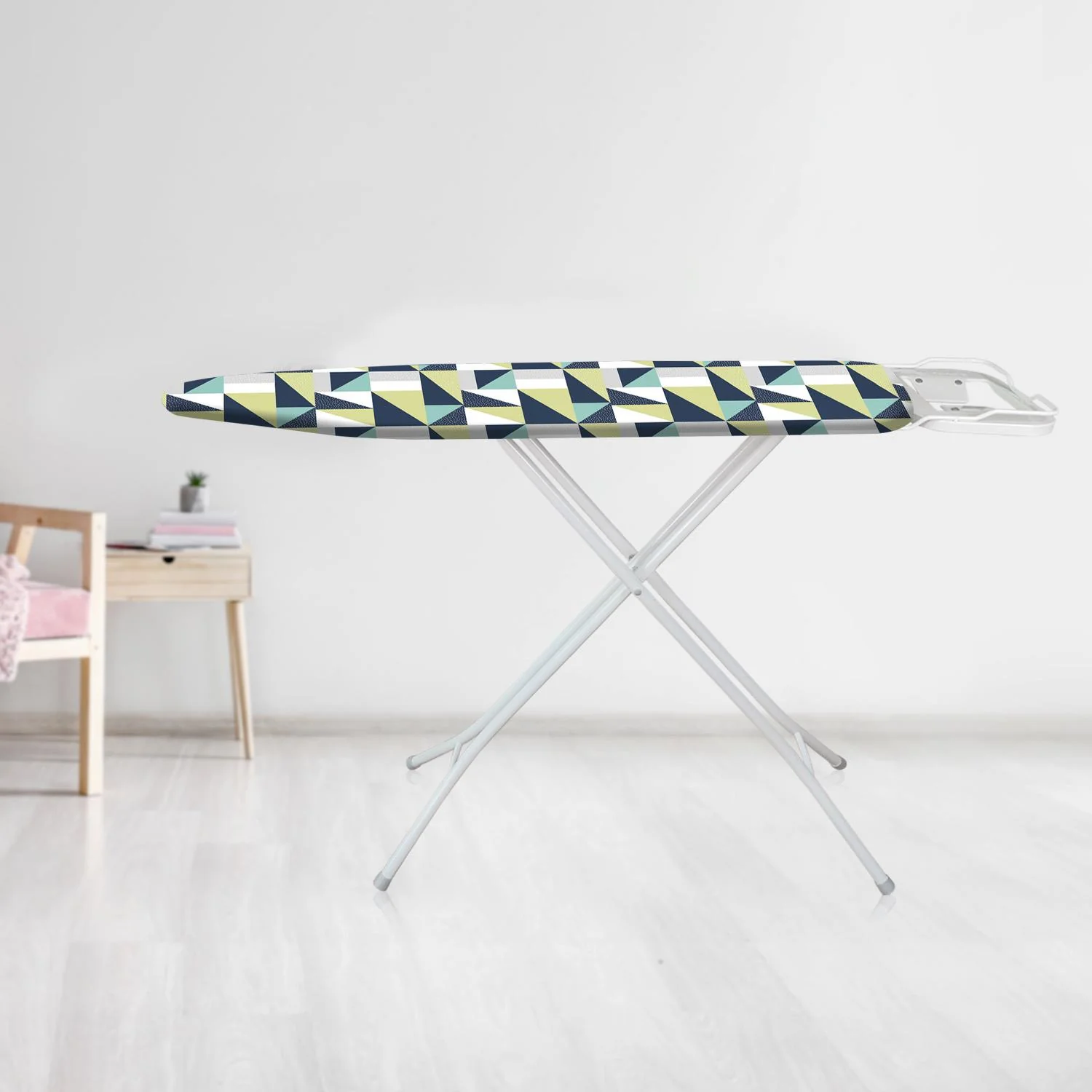 Geometric Green & White Lightweight Folding Ironing Board - Image 2
