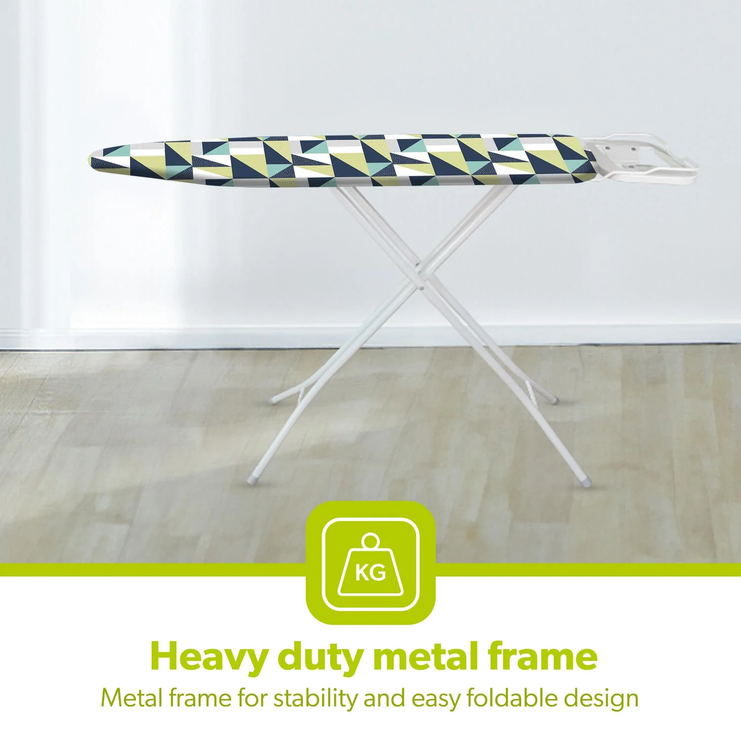 Geometric Green & White Lightweight Folding Ironing Board - Image 4