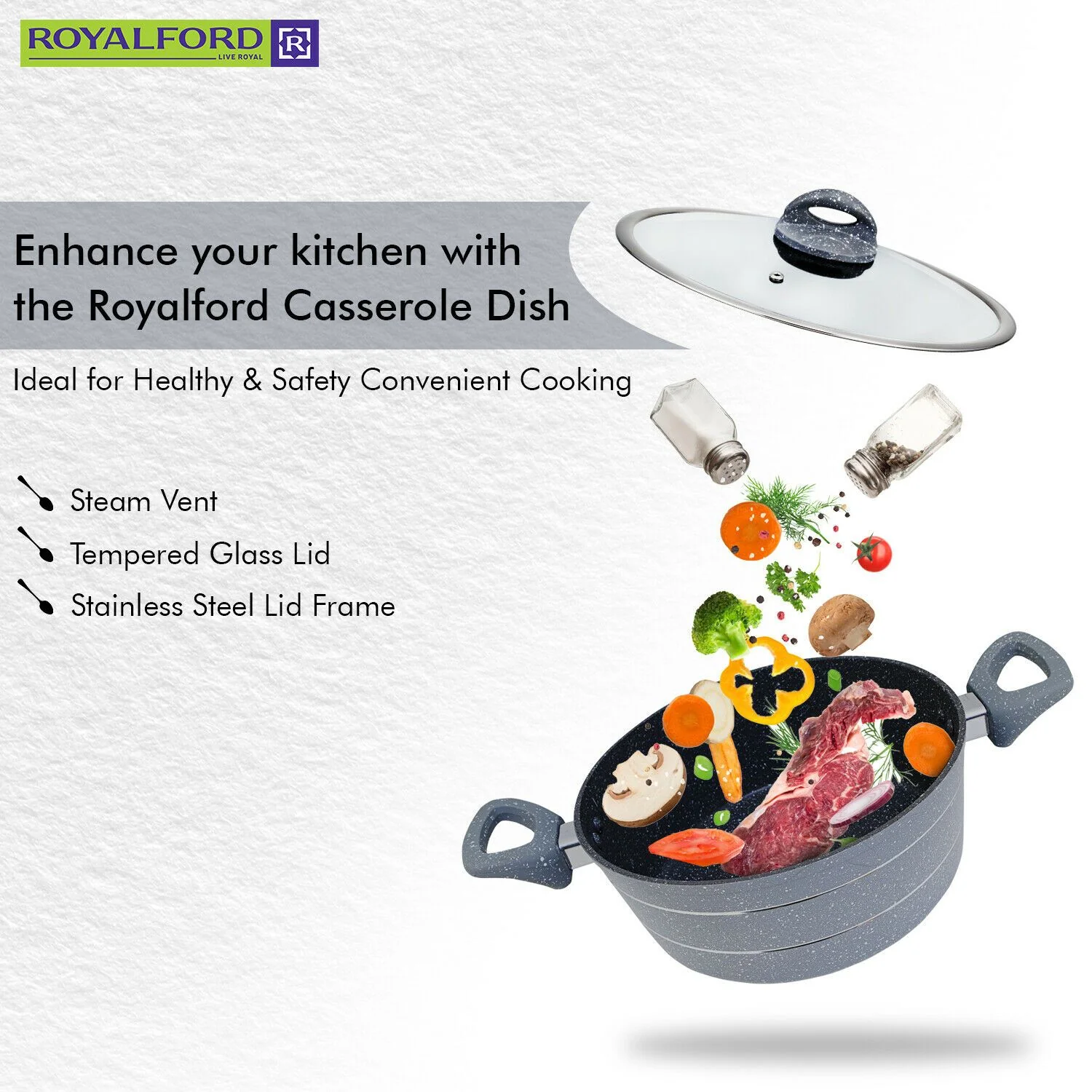 Granite & Marble Non-Stick Cooking Pot/Casserole Dish - Image 3