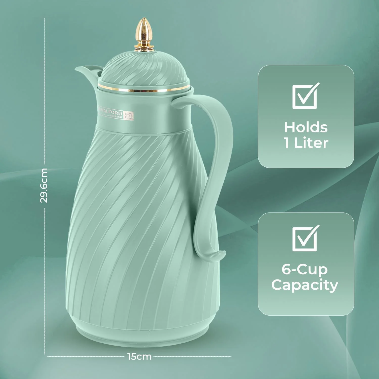 Green 1L Insulated Vacuum Flask Thermos Jug - Image 5
