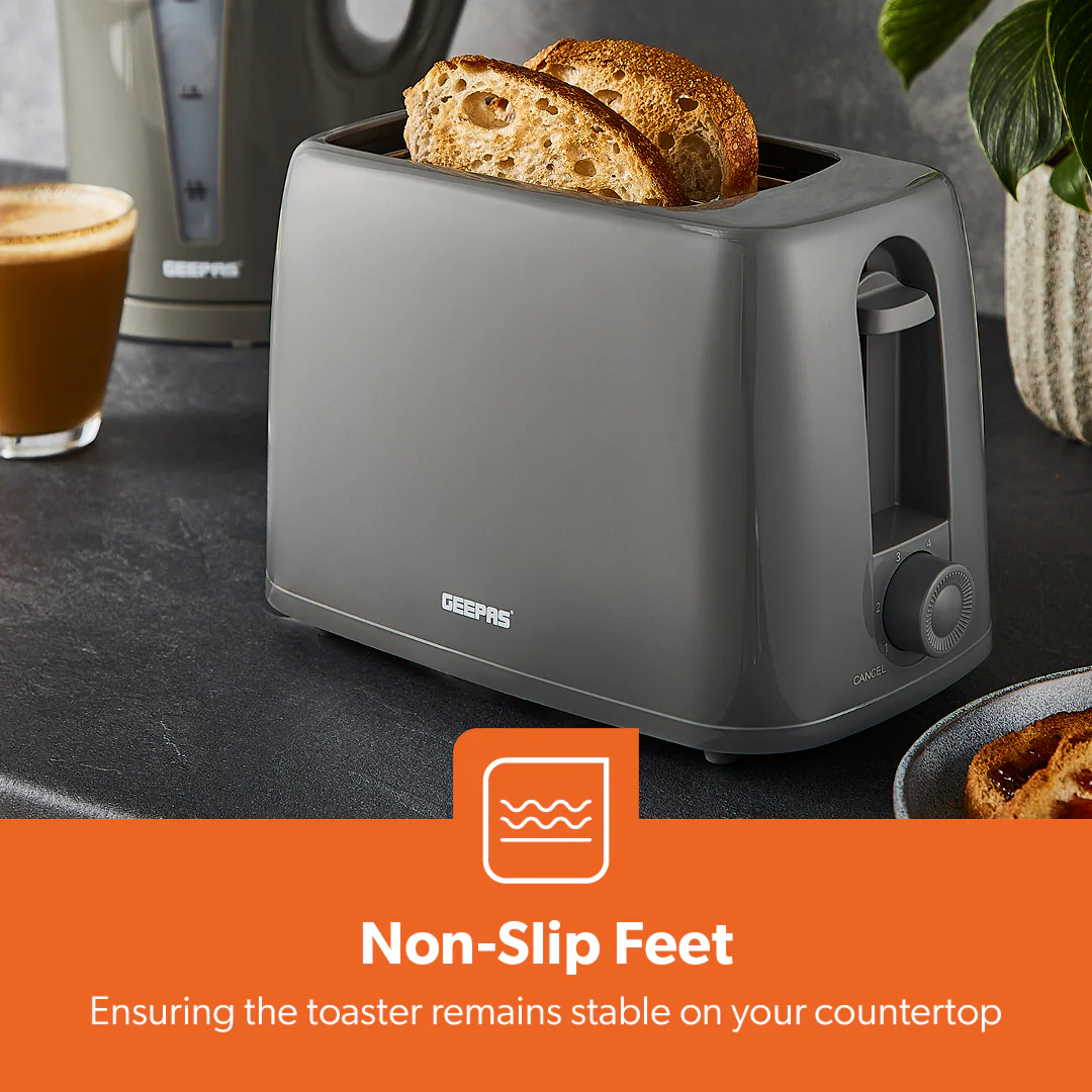Grey 2-Slice Plastic Toaster With Crumb Tray - Image 5