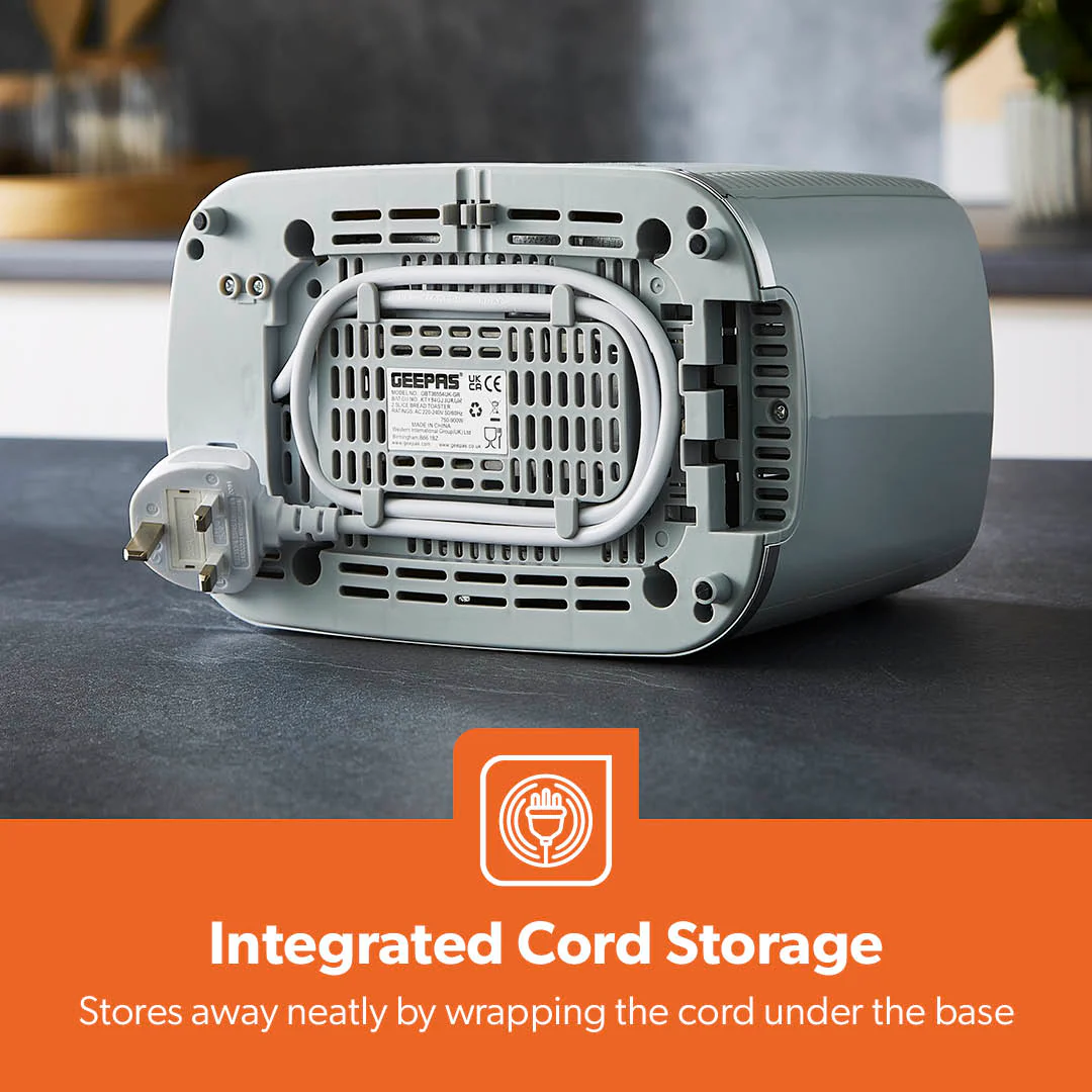 Grey 2-Slice Bread Toaster With 7-Level Browning Control - Image 3
