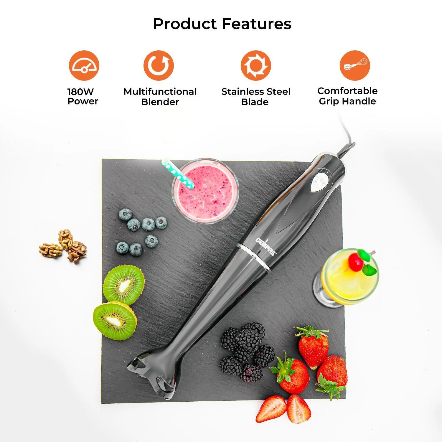 Grey and Black 2-In-1 Jug Blender & Hand Blender Combo - Image 2
