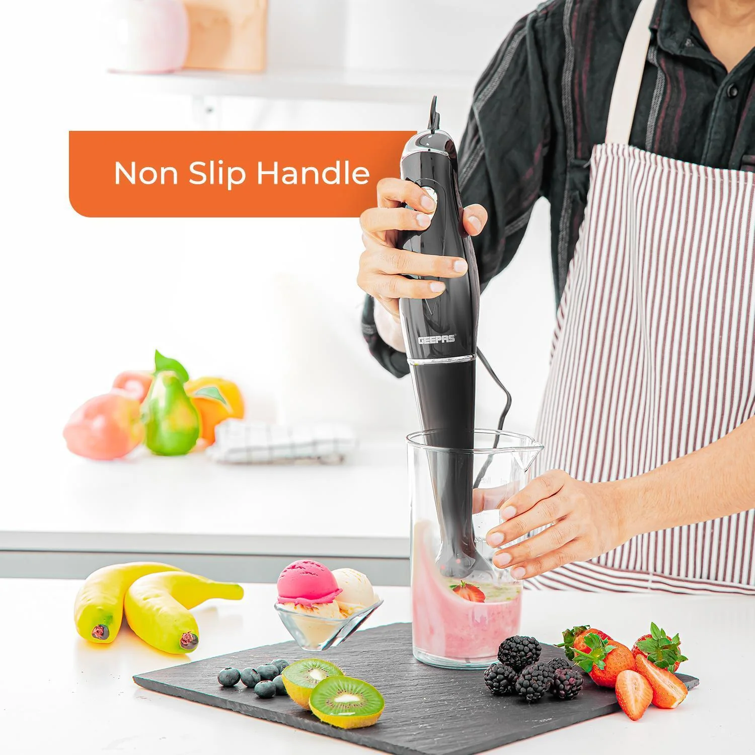 Grey and Black 2-In-1 Jug Blender & Hand Blender Combo - Image 4