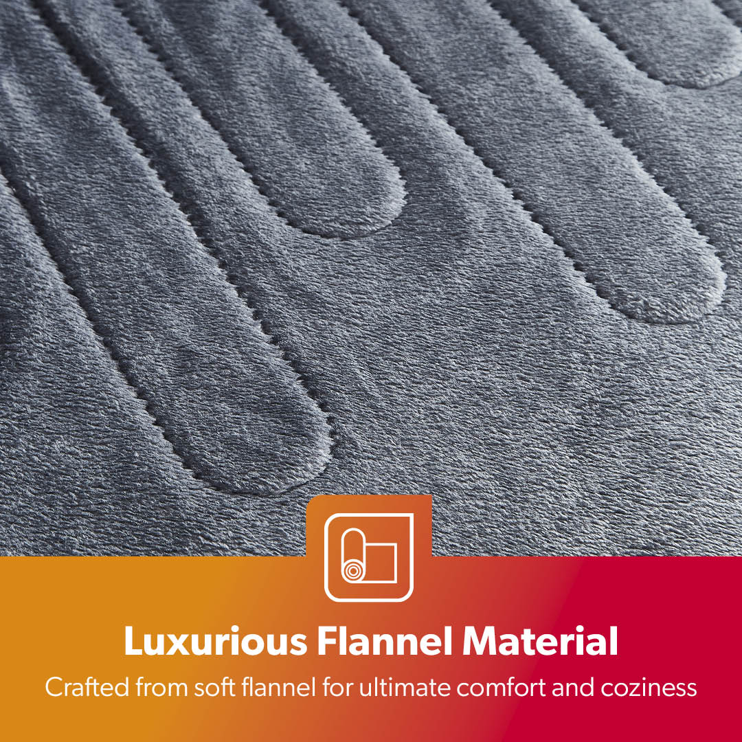 Grey Flannel Heated Electric Blanket/Throw (Double & King) - Image 8