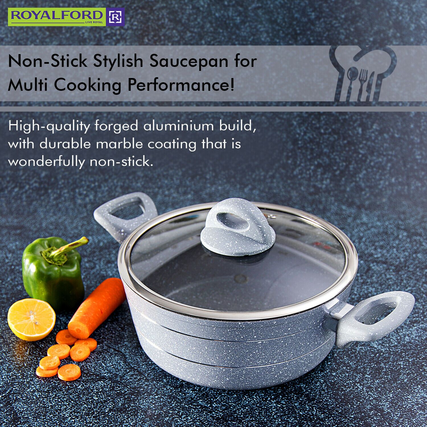 Grey Granite Casserole Cooking Dish & Lid - Image 4