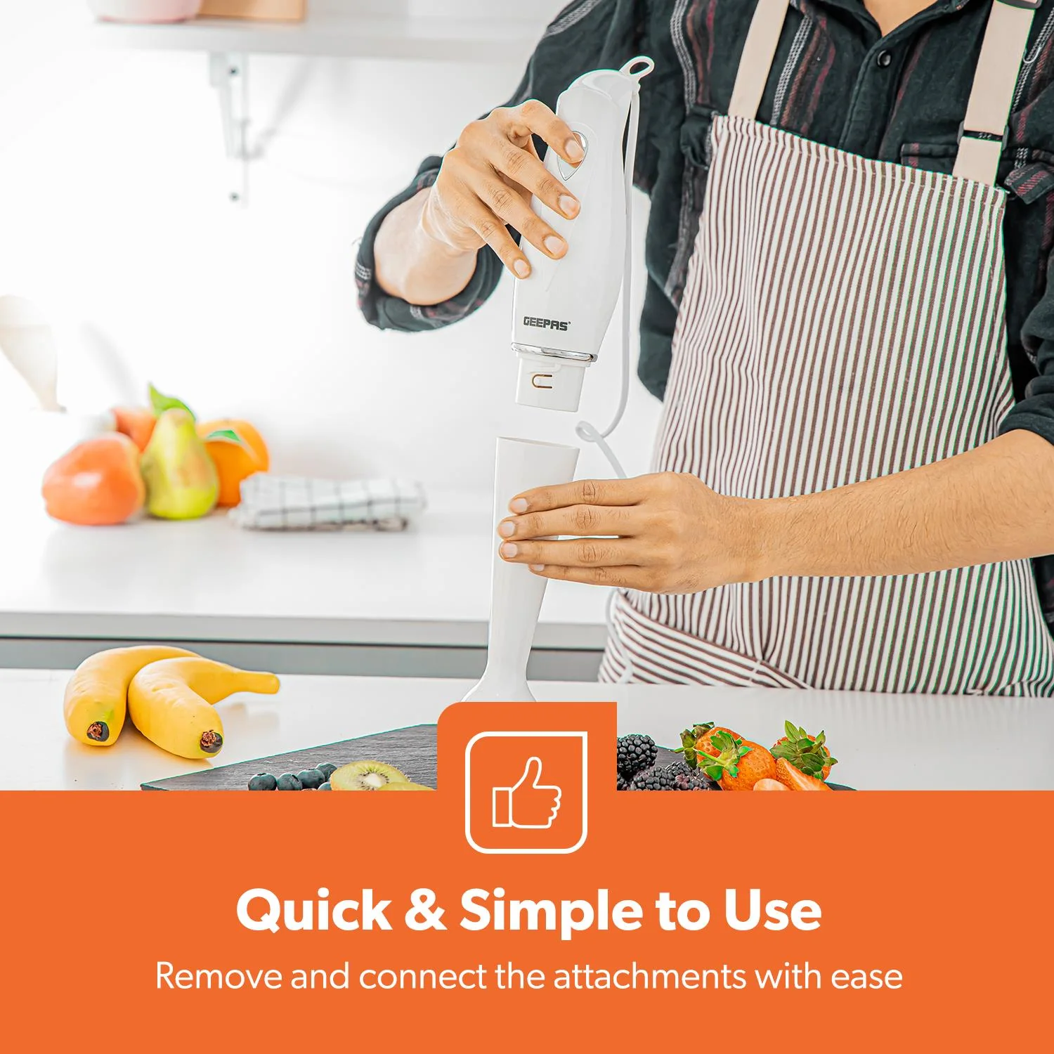 Electric Mixer & Hand Blender Set - 2-In-1 Handheld Whisk and Immersion Blender - Image 5