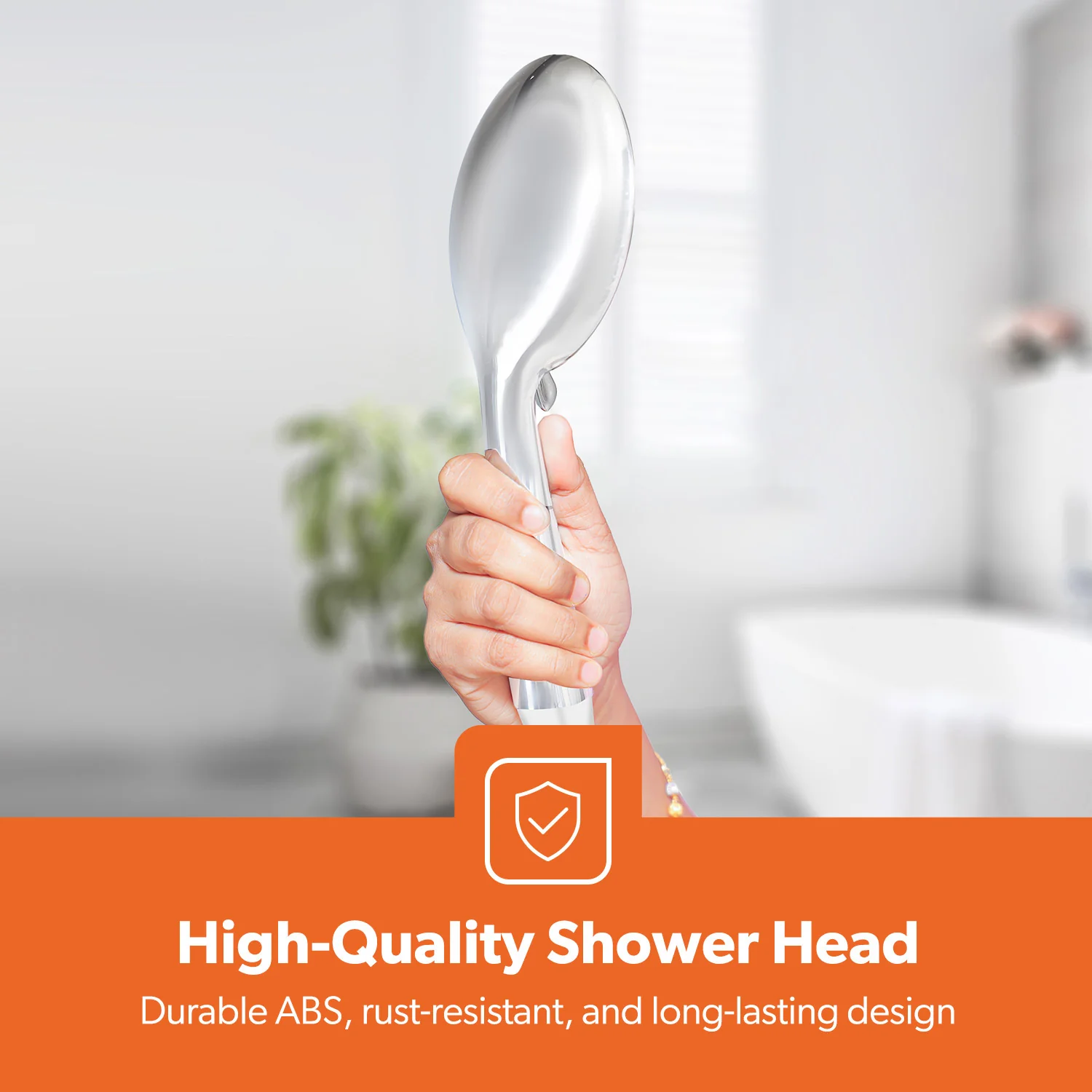High Pressure Lightweight Chrome Handheld Shower Head - Image 3