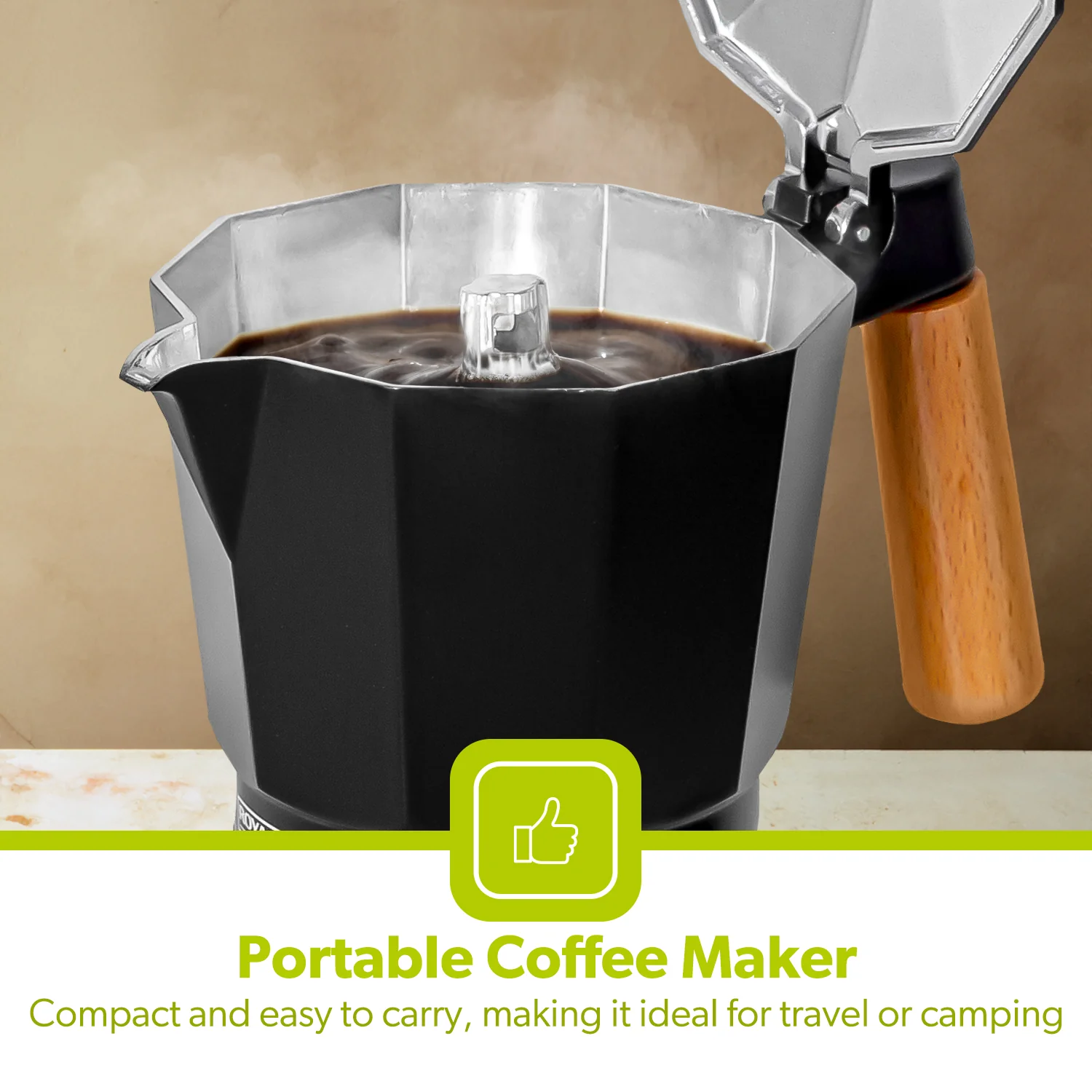 Stovetop Italian Moka Espresso Percolator - 9 Cup Coffee Maker - Image 6