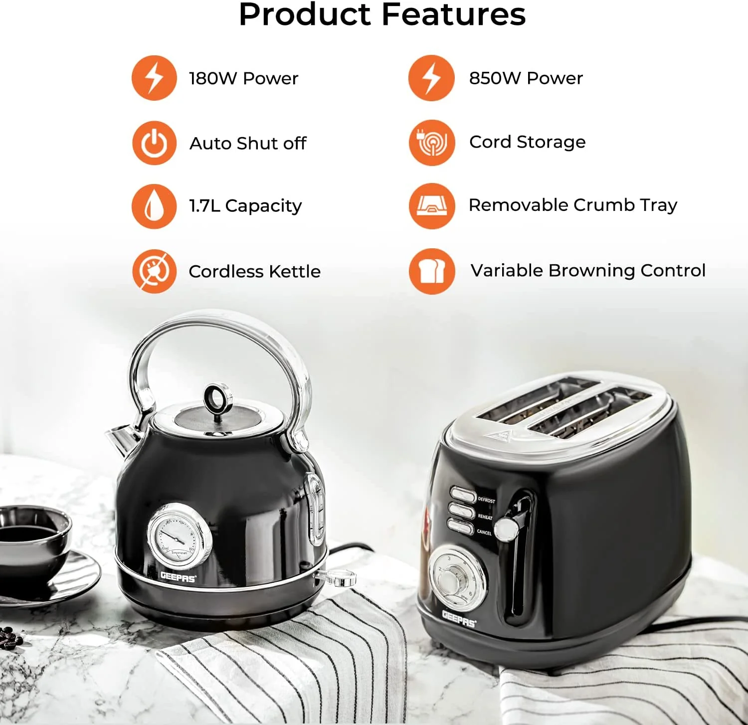 Vintage Kettle & Toaster, Sports Blender and Toastie Grill Combo - Image 3