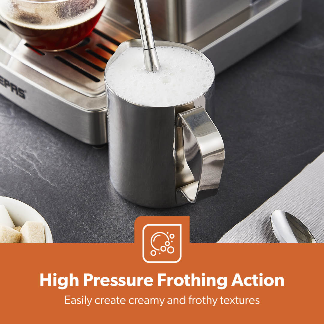 Stainless Steel 20 Bar Espresso Silver Coffee Machine With Milk Frother - Image 4