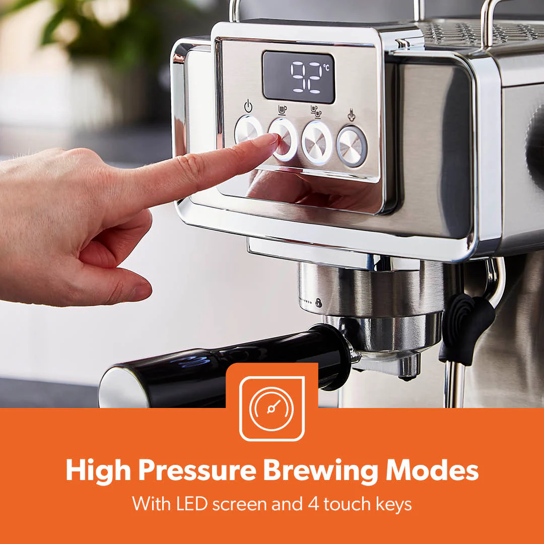 Stainless Steel 20 Bar Espresso Silver Coffee Machine With Milk Frother - Image 5