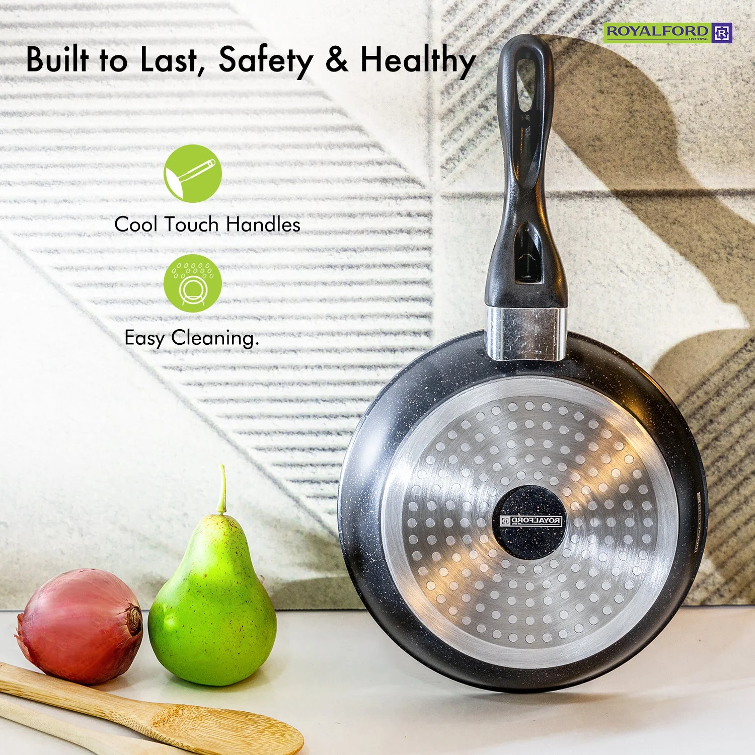 Marble Black Frying Pan Set (2 Piece) By Royalford - Image 4
