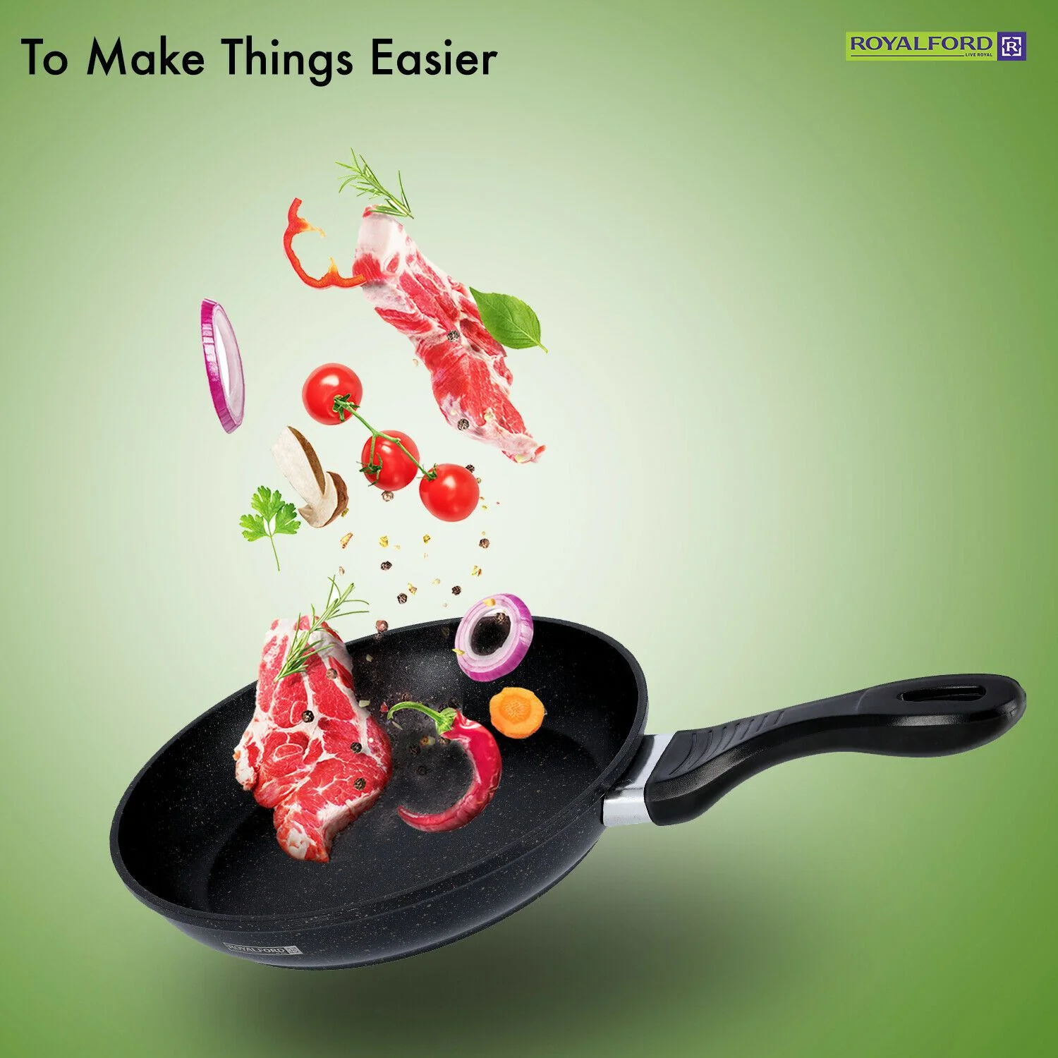 Marble Black Frying Pan Set (2 Piece) By Royalford - Image 5