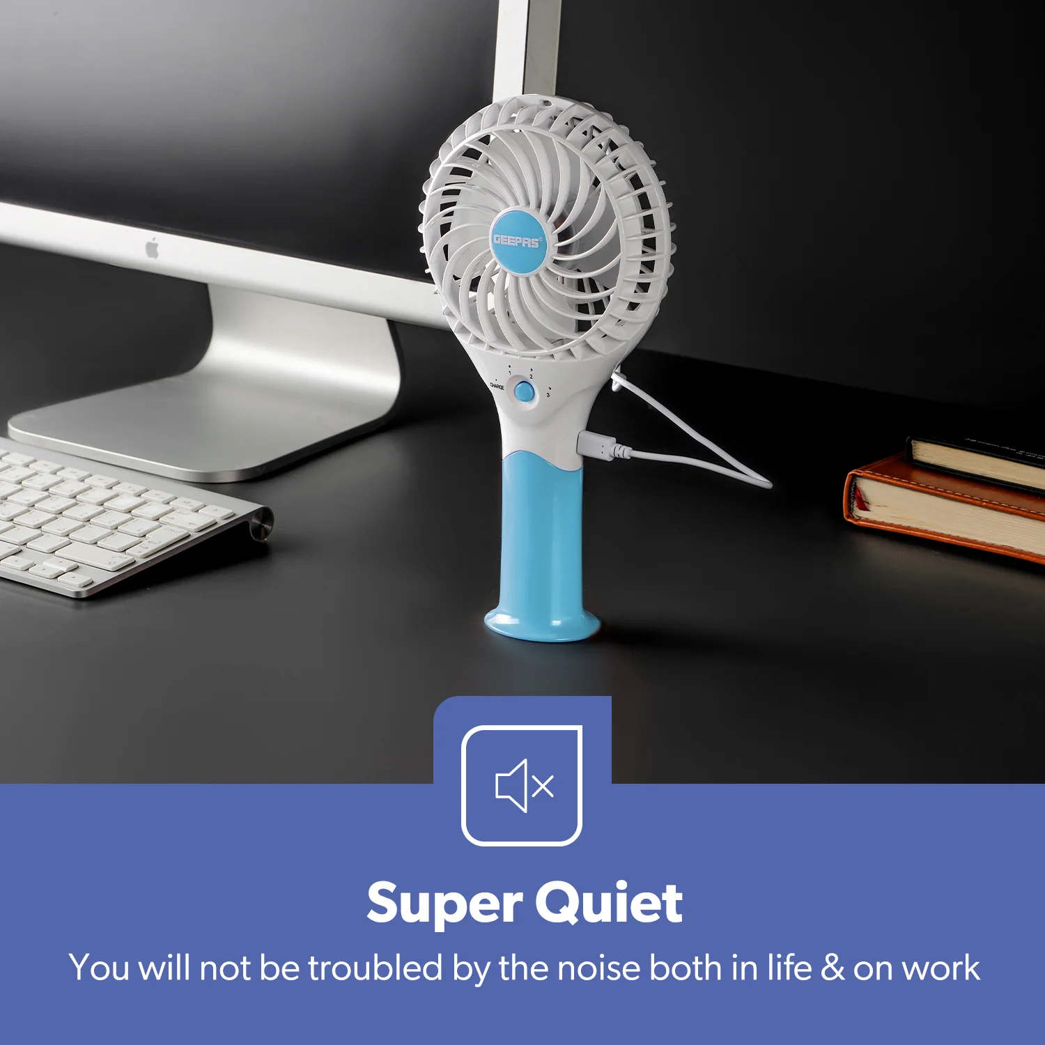 Blue Handheld Rechargeable Fan - Image 5