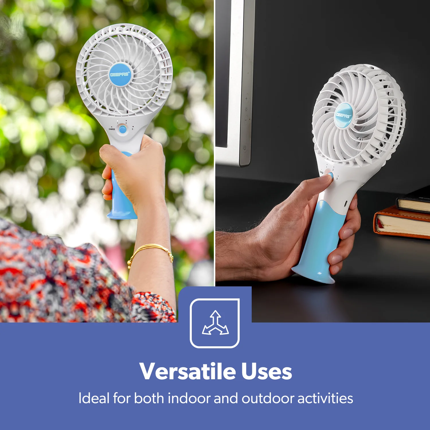Blue Handheld Rechargeable Fan - Image 6