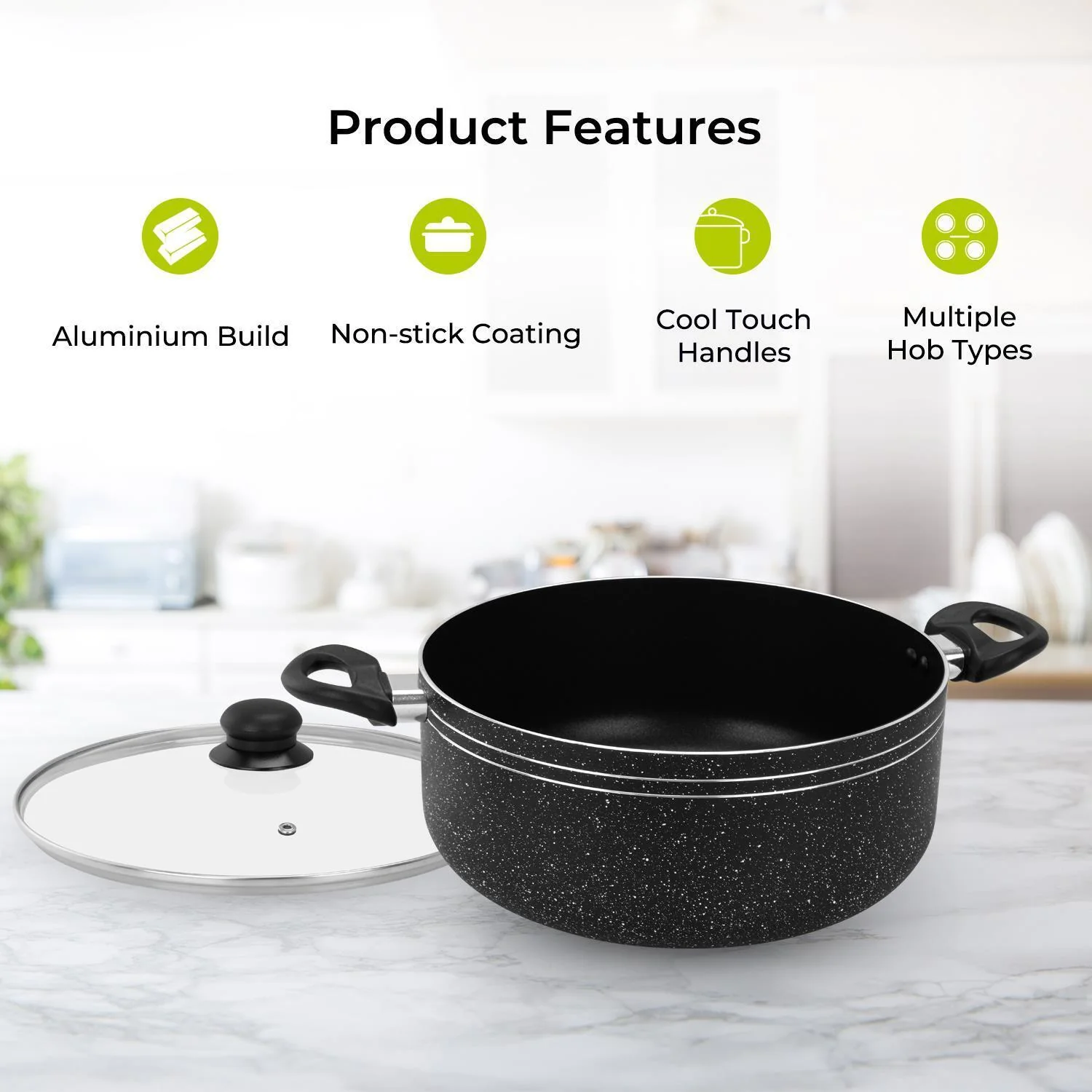 Non-Stick Casserole Dish Cooking Pot with Lid (24cm-32cm) - Image 2