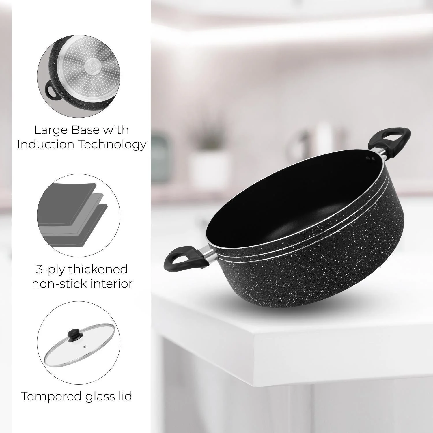 Non-Stick Casserole Dish Cooking Pot with Lid (24cm-32cm) - Image 4