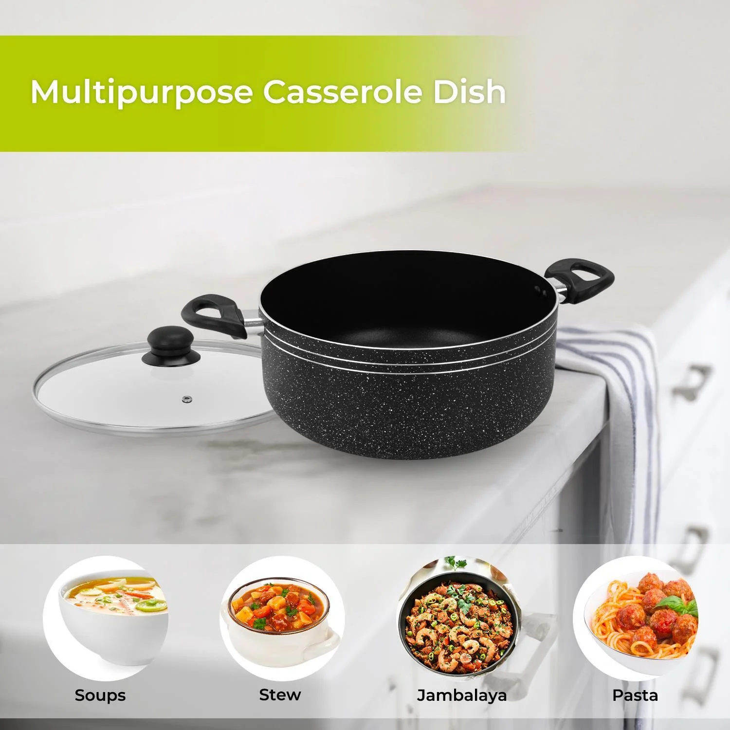 Non-Stick Casserole Dish Cooking Pot with Lid (24cm-32cm) - Image 5