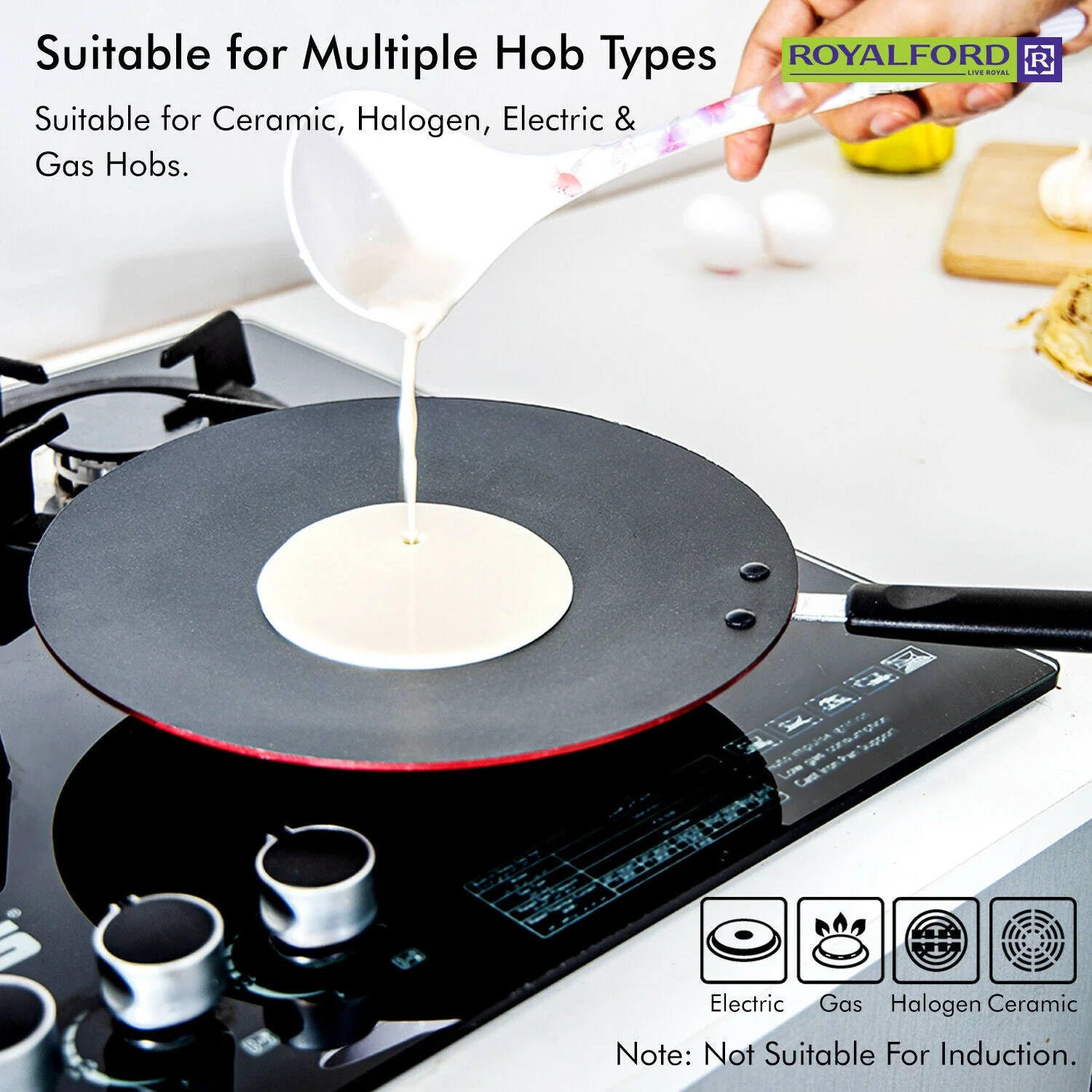 Aluminium Non-Stick Flat Tawa & Pancake Pan 28cm - Image 4