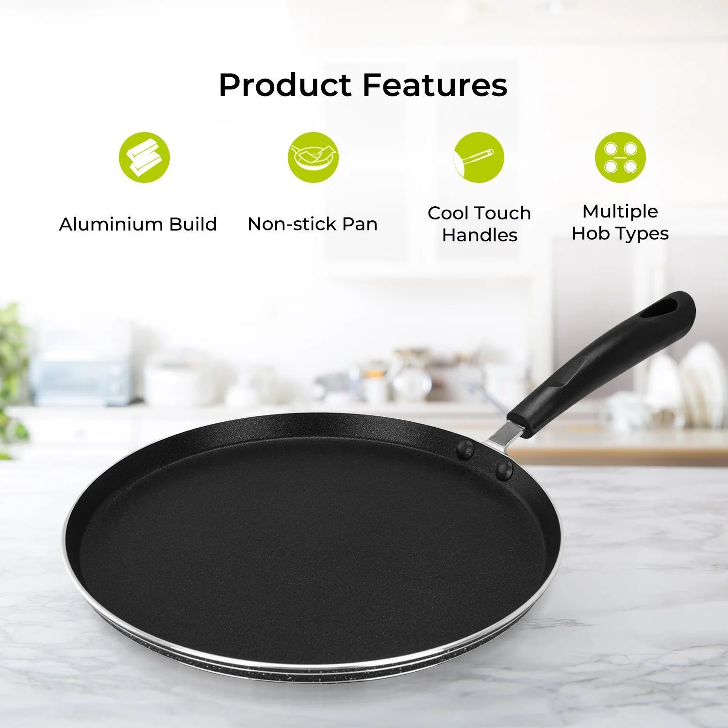 Non-Stick Induction Tawa Pancake Pan (26cm-30cm) - Image 2
