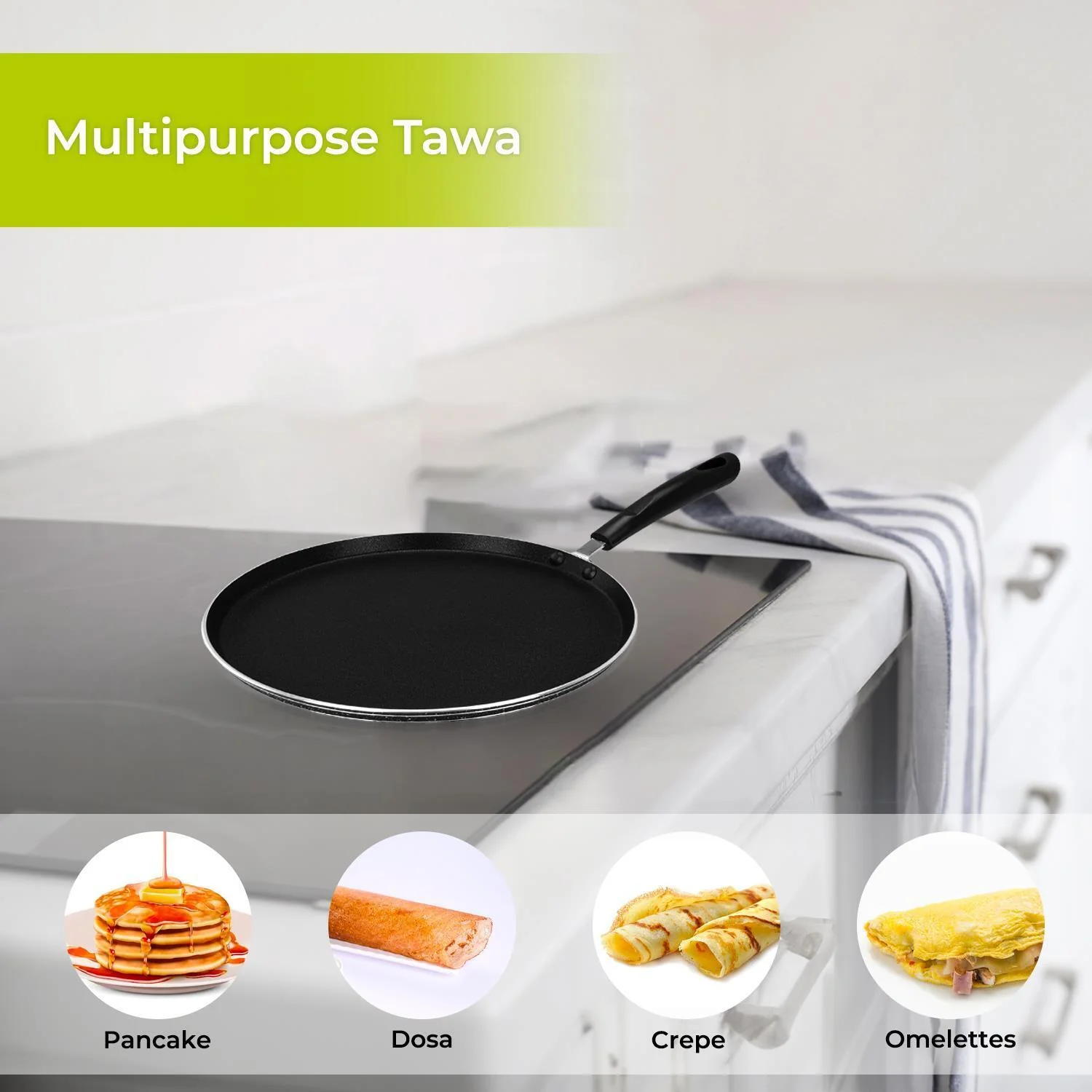 Non-Stick Induction Tawa Pancake Pan (26cm-30cm) - Image 4