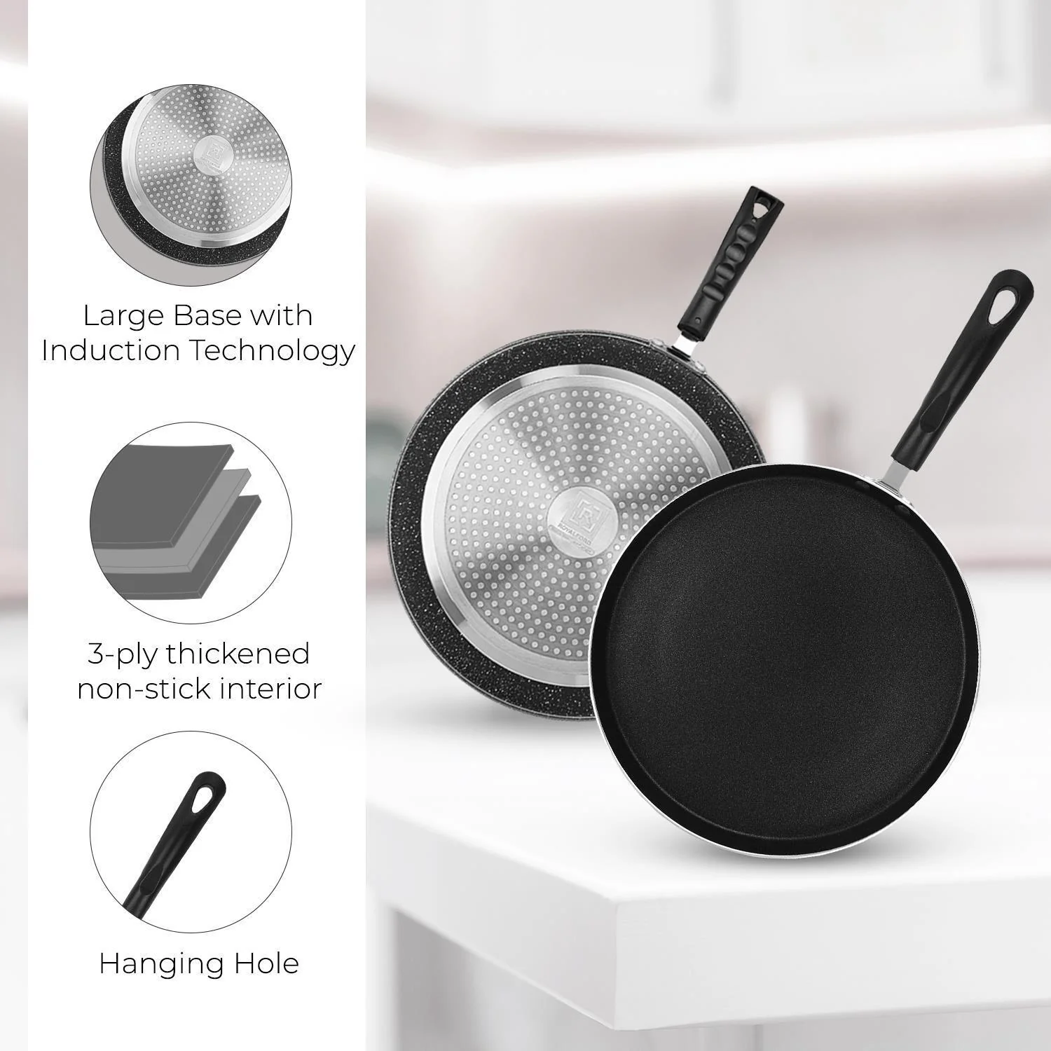 Non-Stick Induction Tawa Pancake Pan (26cm-30cm) - Image 6