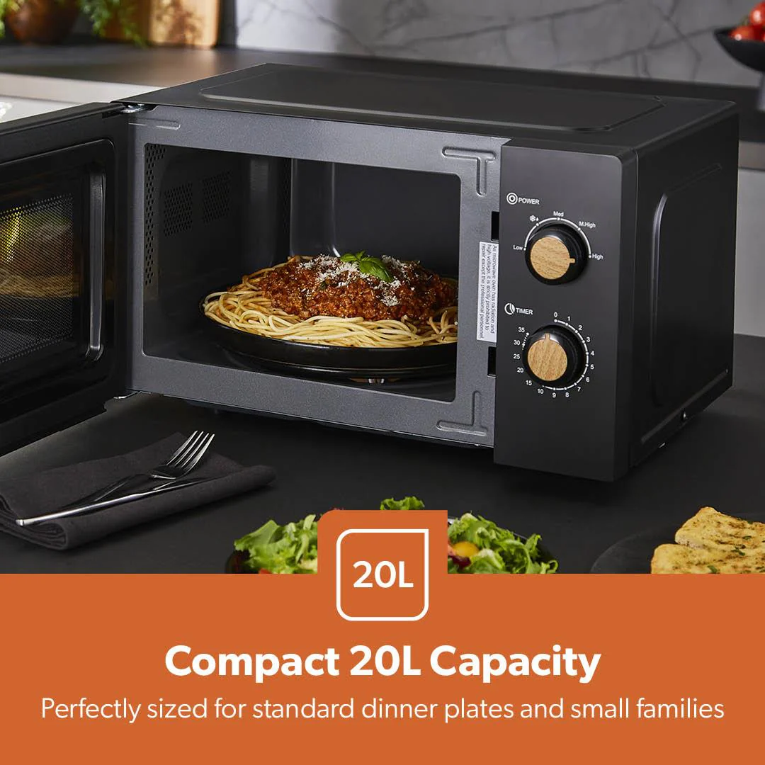 NordiQ Black 20L Microwave Oven, 2-Slice Toaster and 1.7L Kettle Set - Image 4