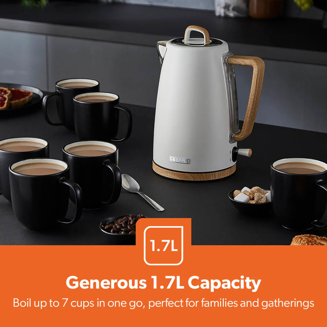NordiQ Cream and Wooden 4-Slice Toaster & 1.7L Electric Kettle - Image 7