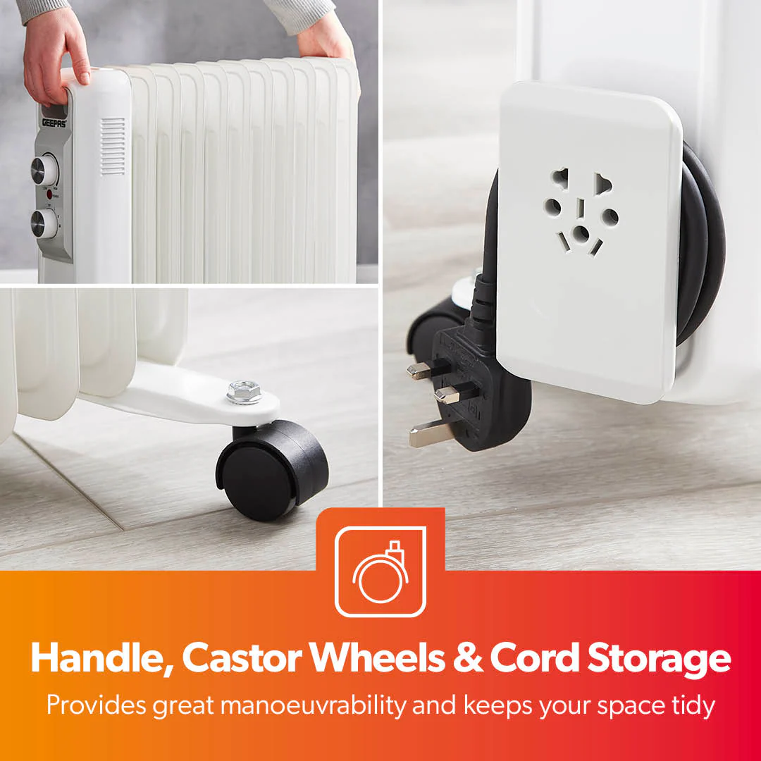 11-Fin Portable Oil Filled Electric Radiator Heater - Image 4