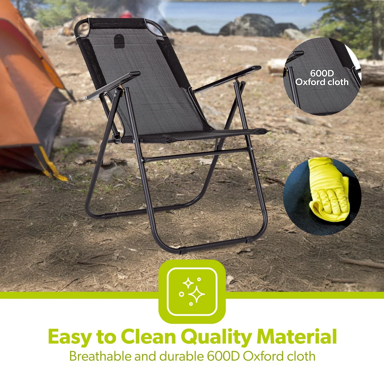 Pack of 2 Folding Reclining Garden Outdoor Chairs - Image 7