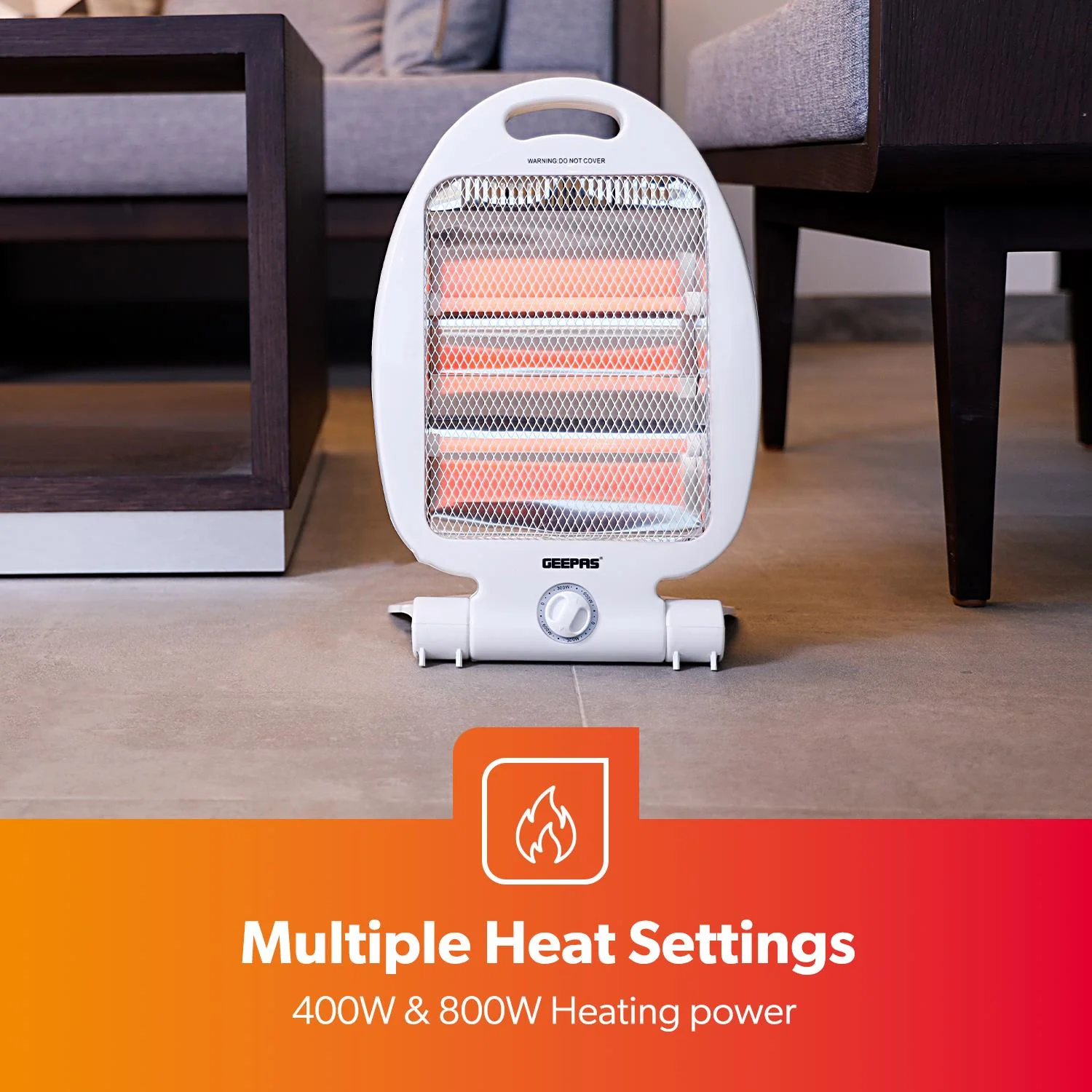 800W Pack of 2 Instant Heat Halogen Heaters - Image 3