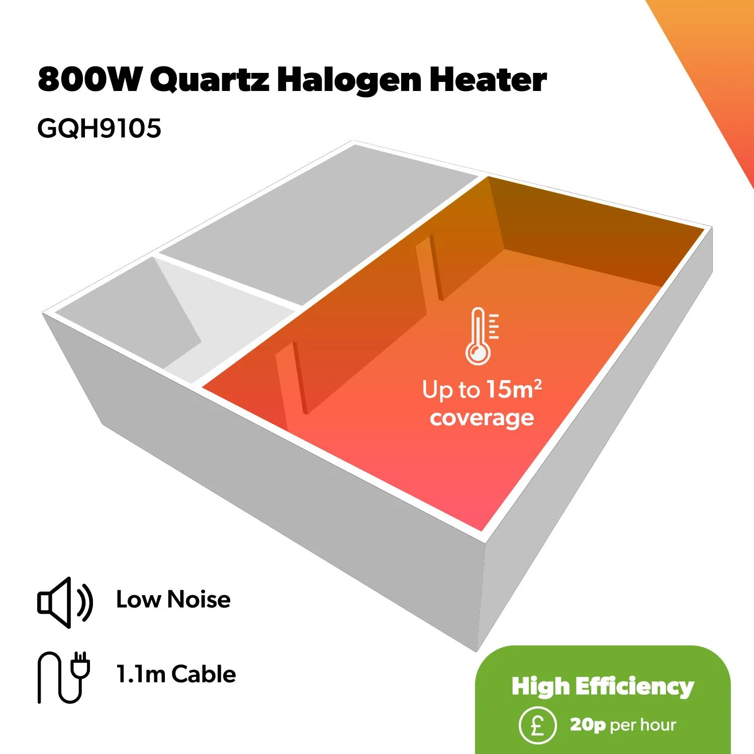 800W Pack of 2 Instant Heat Halogen Heaters - Image 8