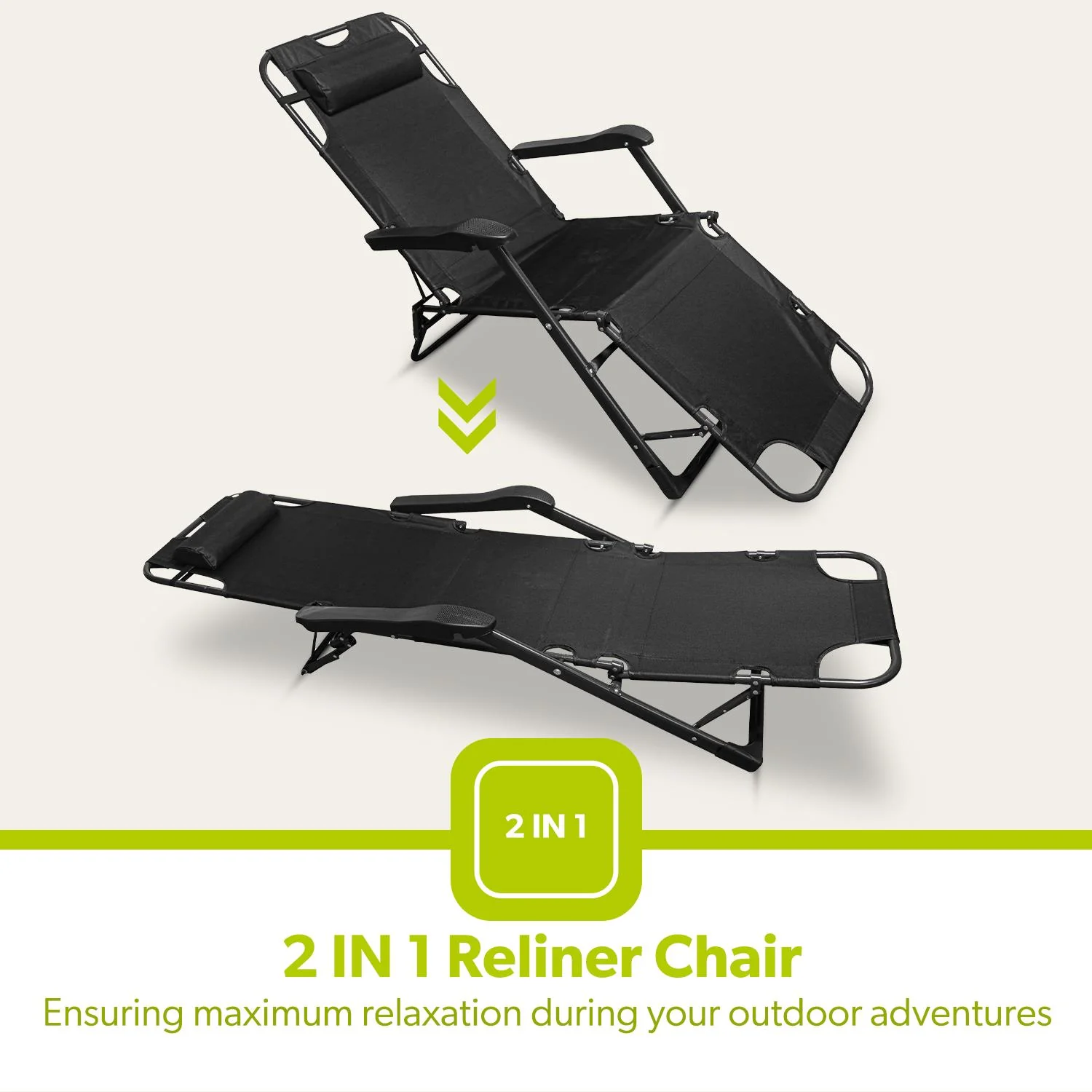 Pack Of 2 Portable Reclining Outdoor Chairs & Loungers - Image 3