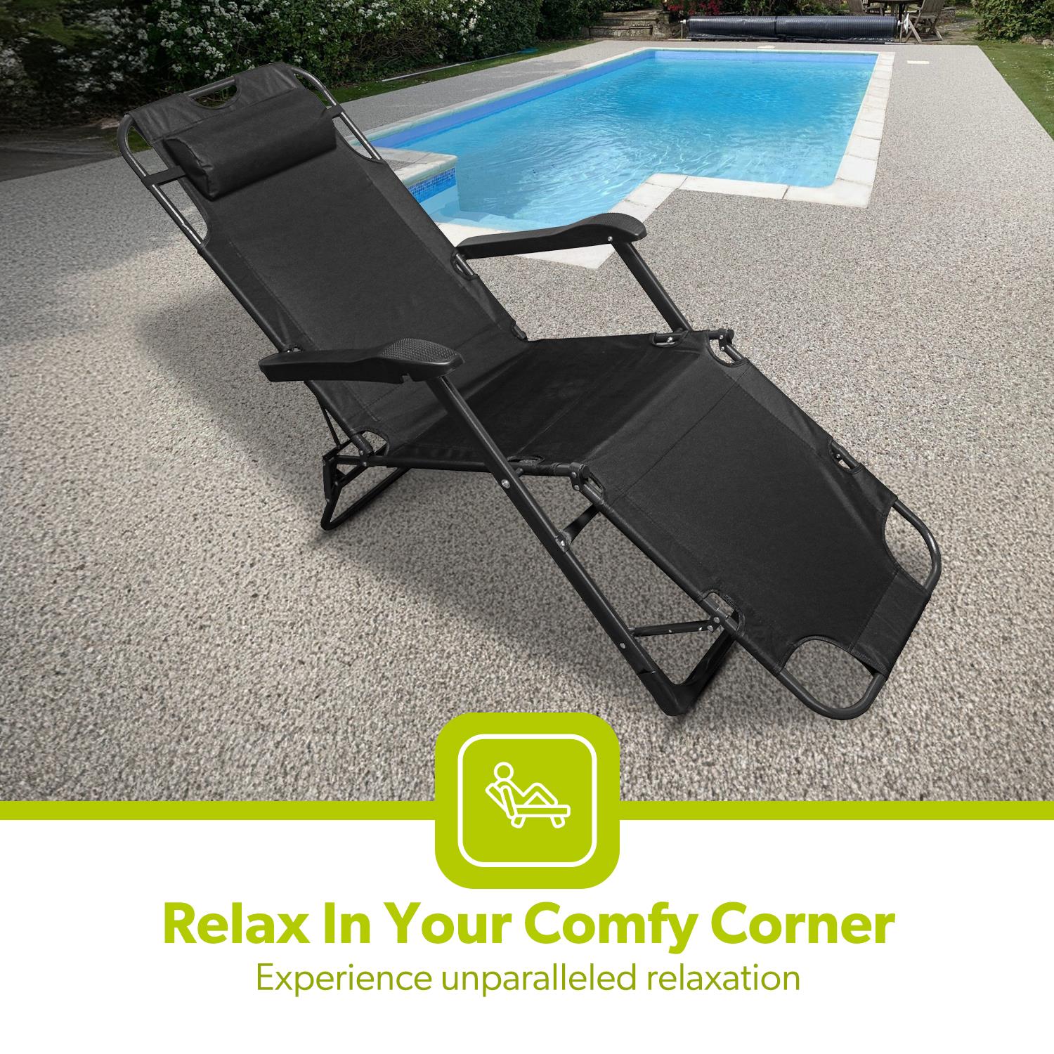 Pack Of 2 Portable Reclining Outdoor Chairs & Loungers - Image 5