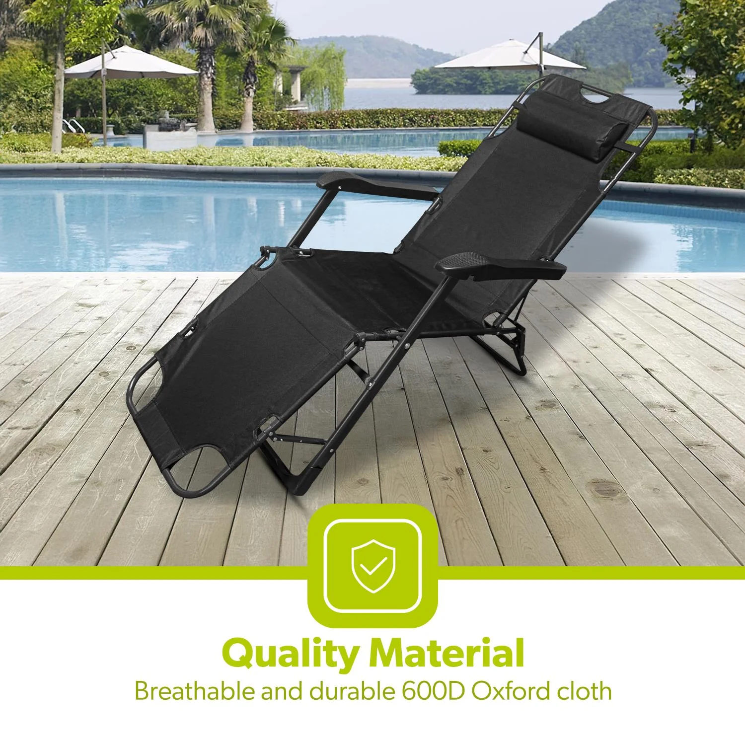 Pack Of 2 Portable Reclining Outdoor Chairs & Loungers - Image 6
